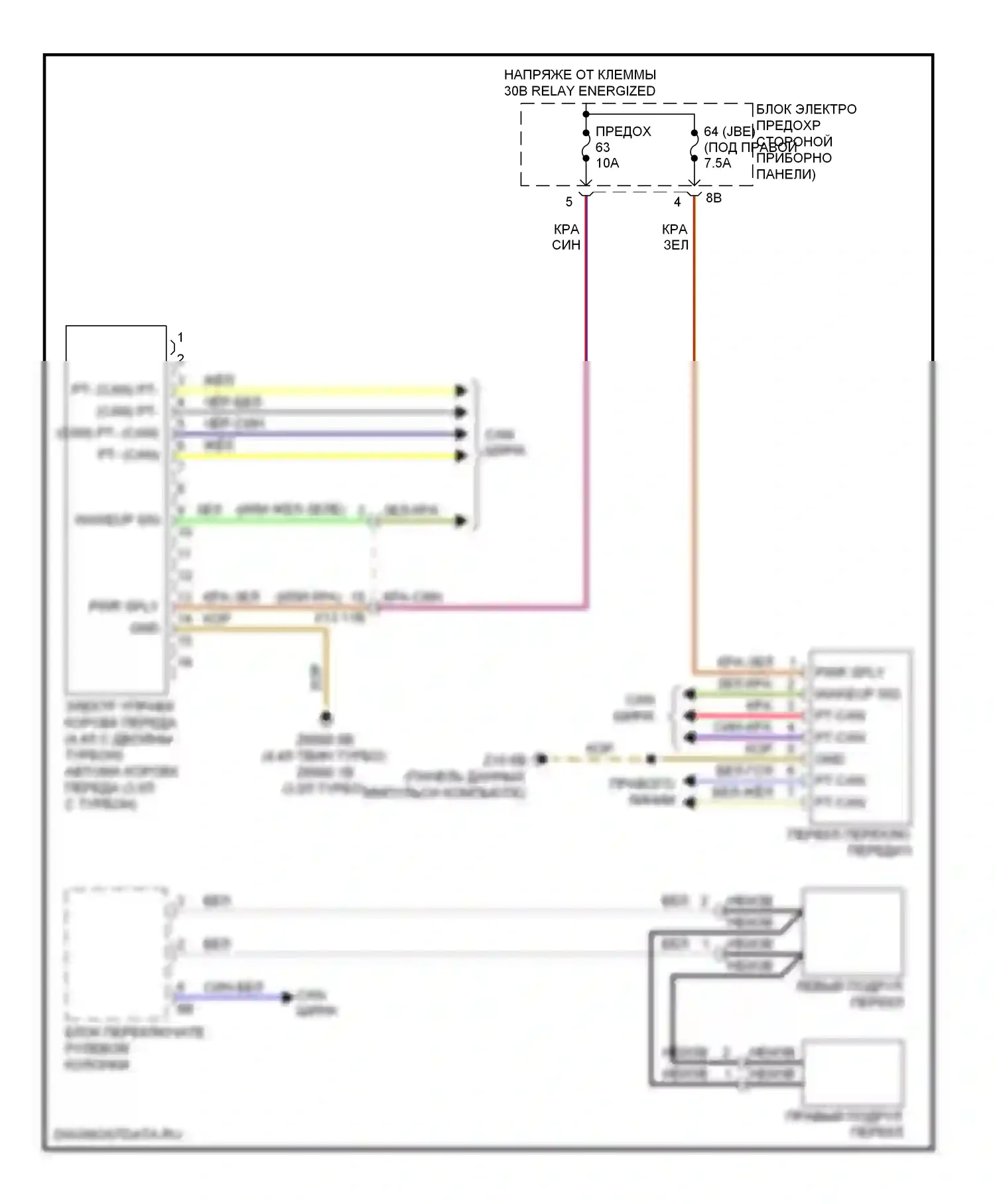 6 серия BMW F06/F13/F12 (2011-2015): Электросхема автоматической коробки передач 