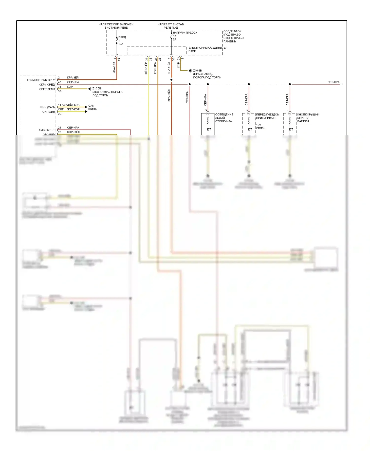 6 серия BMW F06/F13/F12 (2011-2015): Электросхема подсветки приборной панели (1 из 3) 