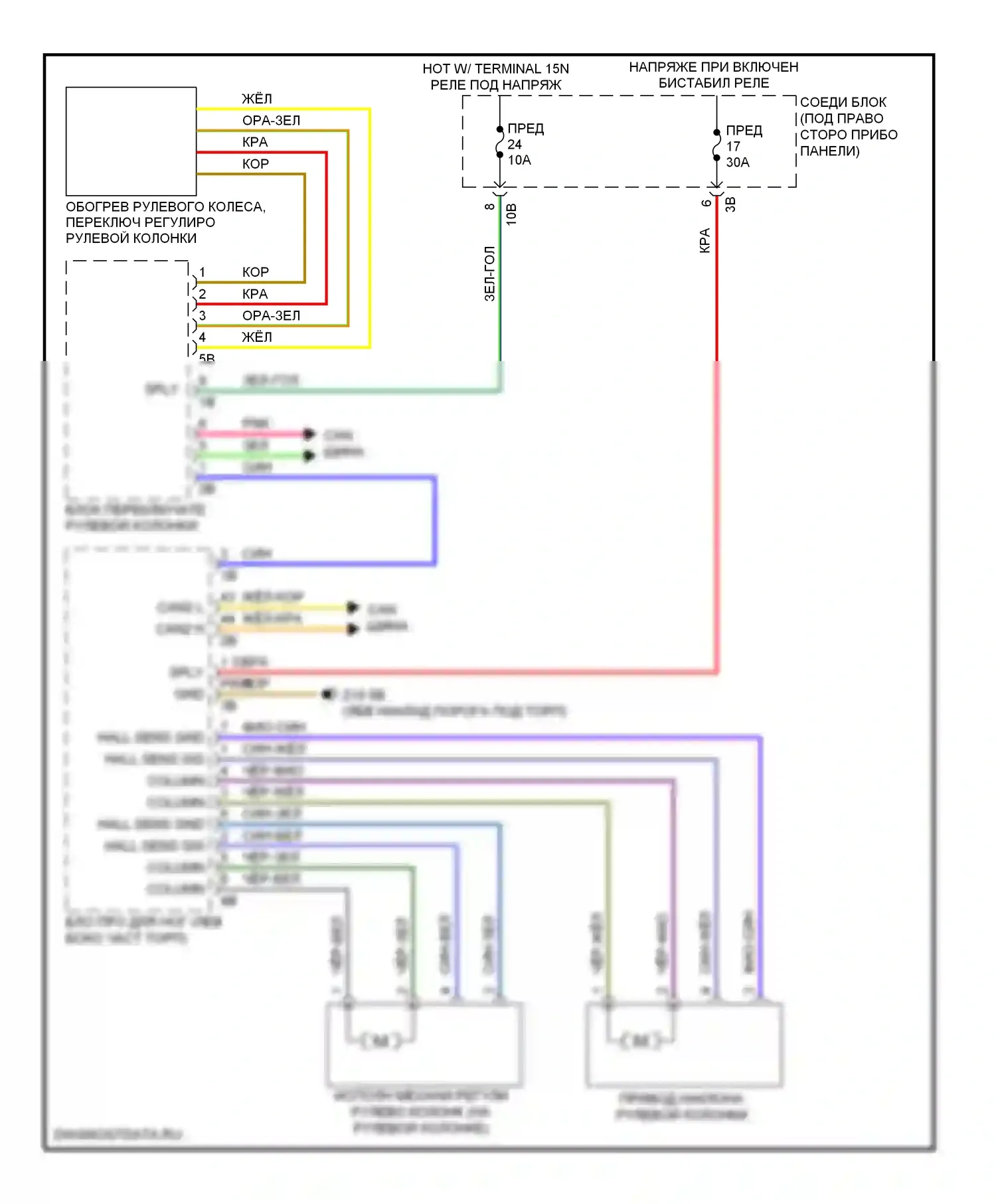 6 серия BMW F06/F13/F12 (2011-2015): Электросхема памяти рулевой колонки 