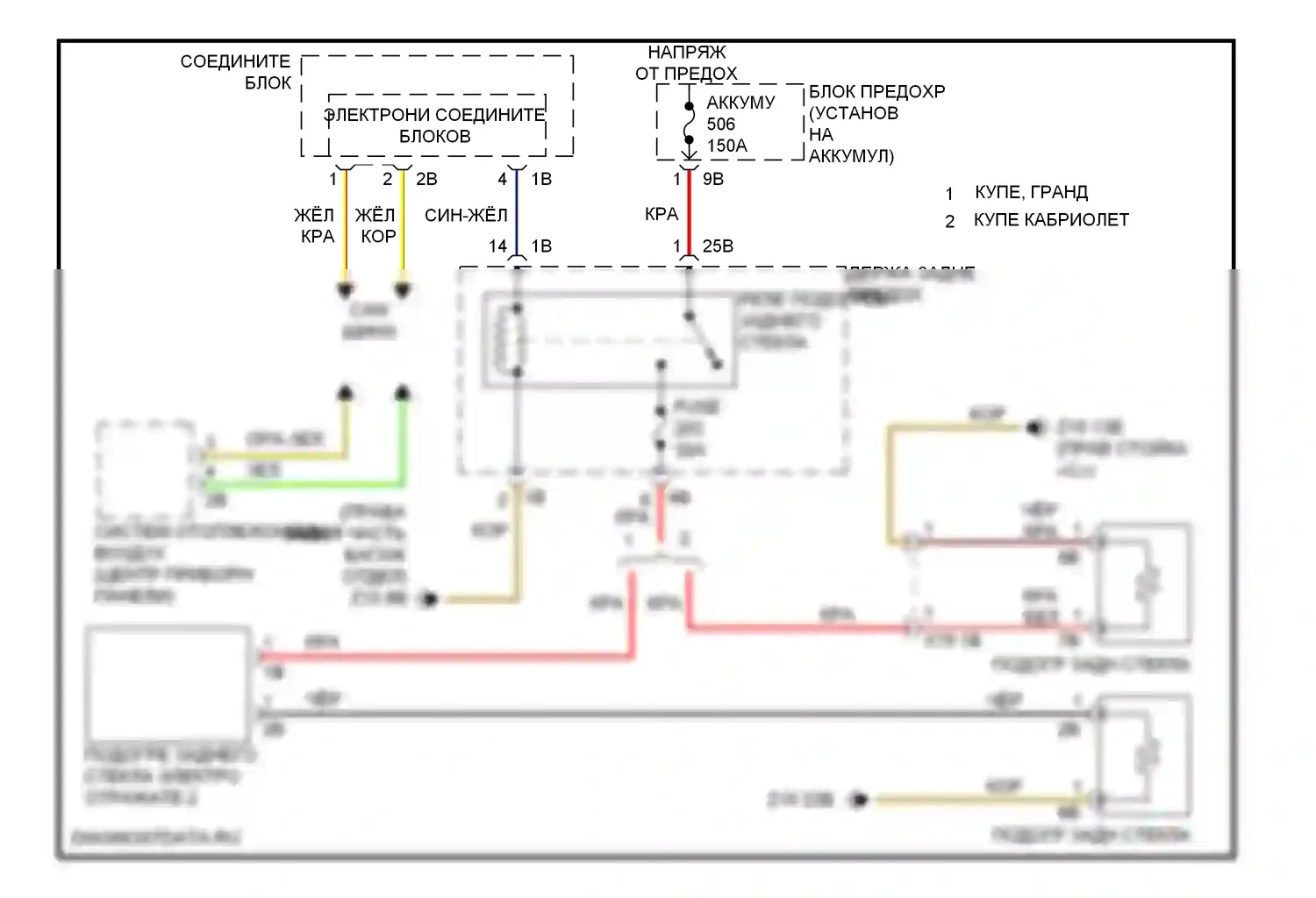 6 серия BMW F06/F13/F12 (2011-2015): Электросхема заднего подогрева 