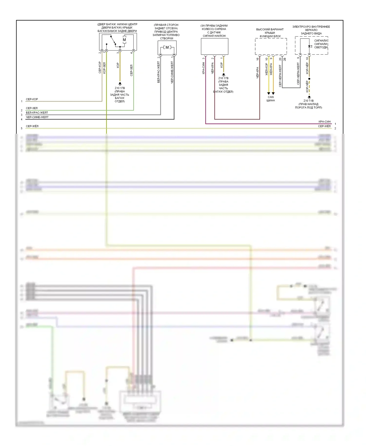6 серия BMW F06/F13/F12 (2011-2015): Электросхема сигнализации и центрального запирания (2 из 3) 