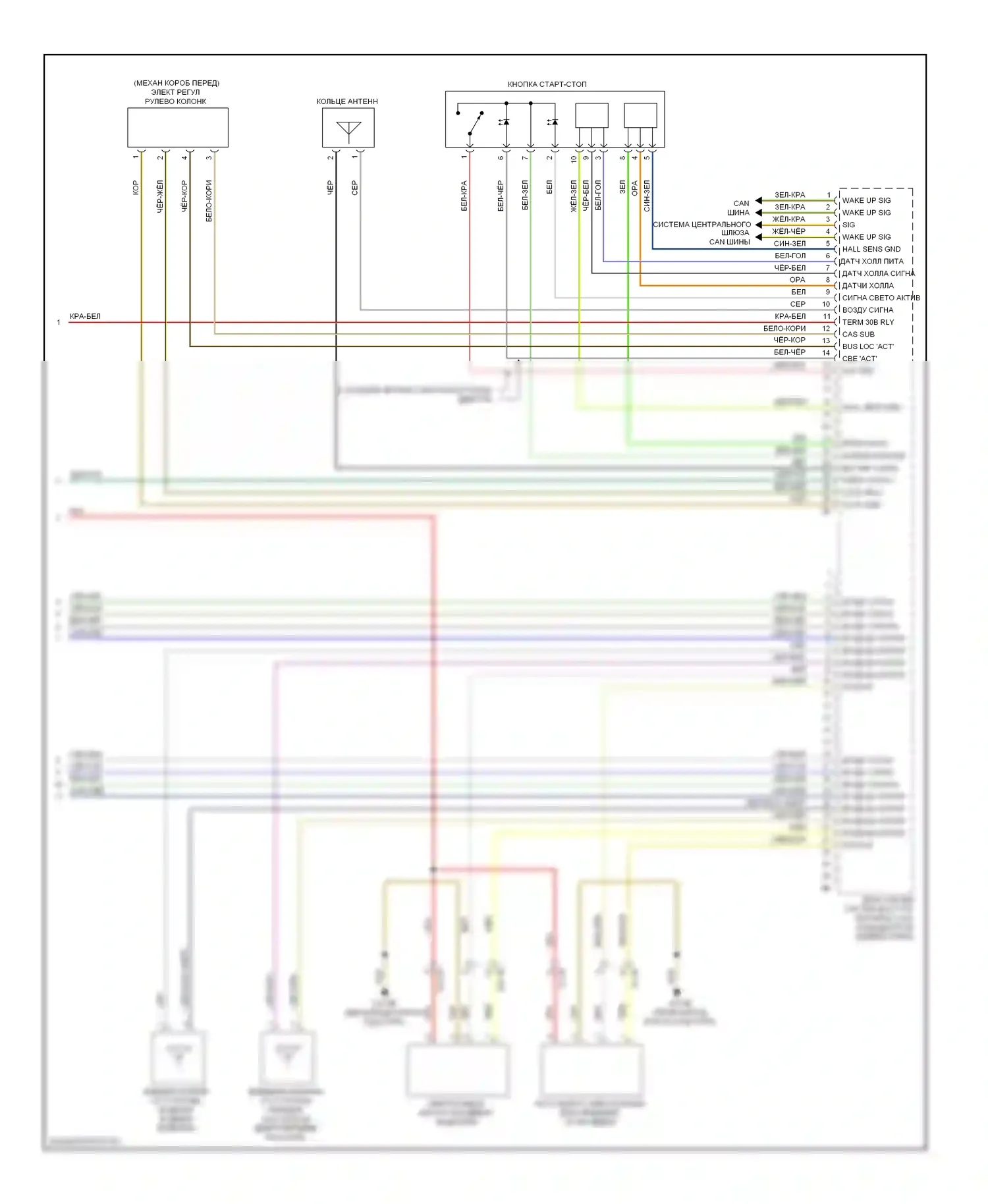 6 серия BMW F06/F13/F12 (2011-2015): Электросхема системы бесключевого доступа (2 из 2) 