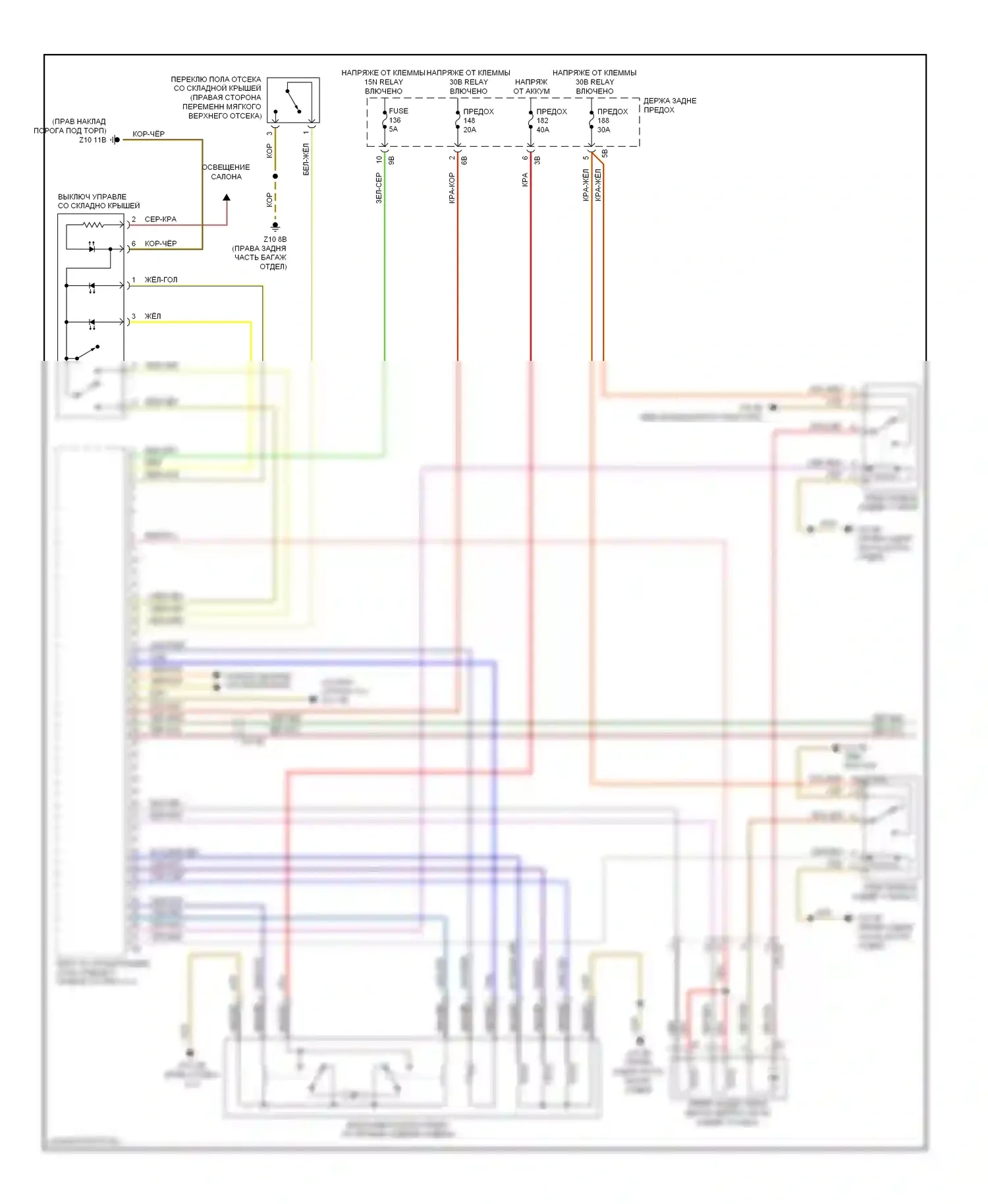6 серия BMW F06/F13/F12 (2011-2015): Электросхема со складной крышей (1 из 2) 