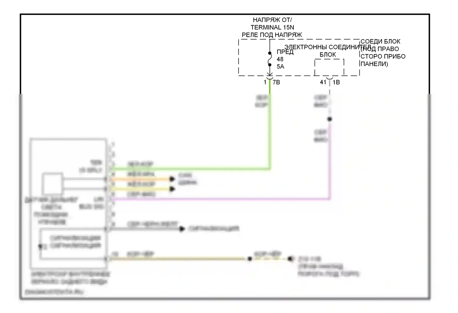 6 серия BMW F06/F13/F12 (2011-2015): Управление зеркалами заднего вида электросхема с предупреждением о выходе из полосы движения 
