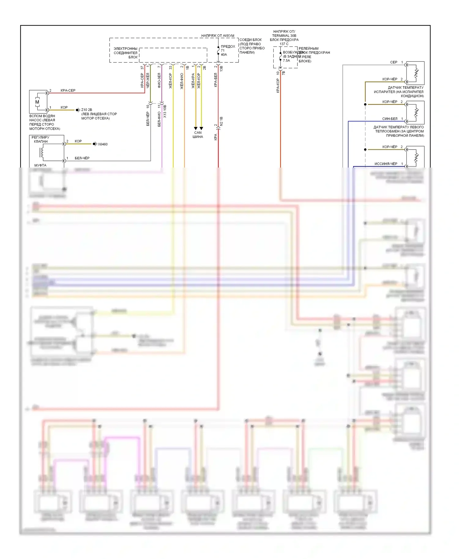 6 серия Gran Coupe BMW F06 (2011-2015): Электросхема климат контроля, без вентилятора заднего отсека (2 из 3) 