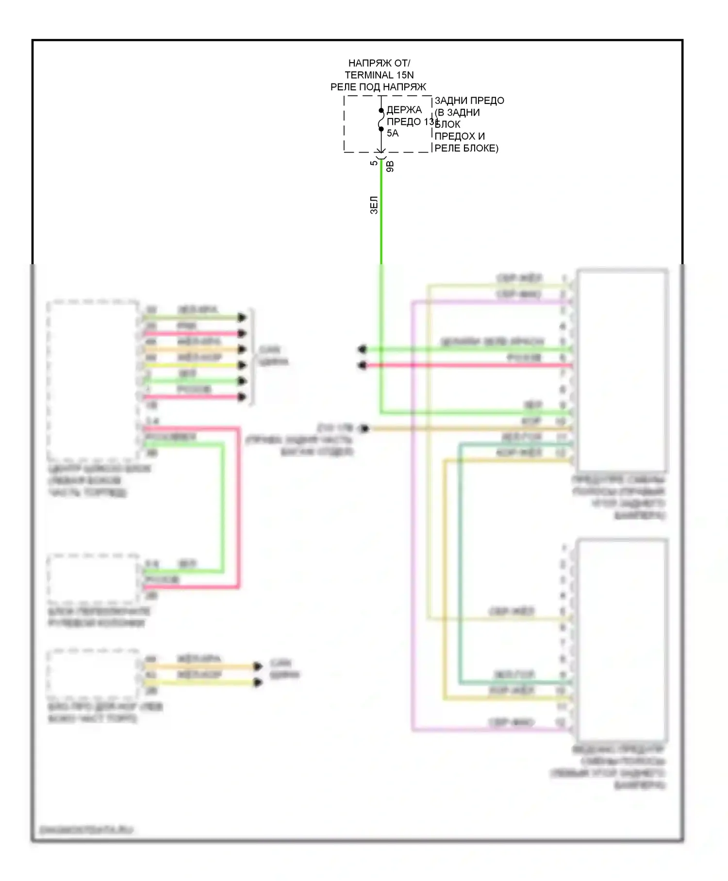 6 серия Gran Coupe BMW F06 (2011-2015): Электросхема сигнализации о выезде с полосы движения, без камеры 