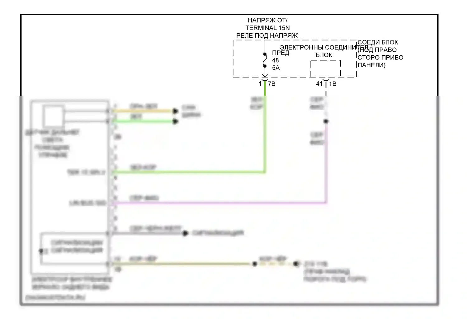 6 серия Gran Coupe BMW F06 (2011-2015): Управление зеркалами заднего вида электросхема, без предупреждения о выходе из полосы движения 