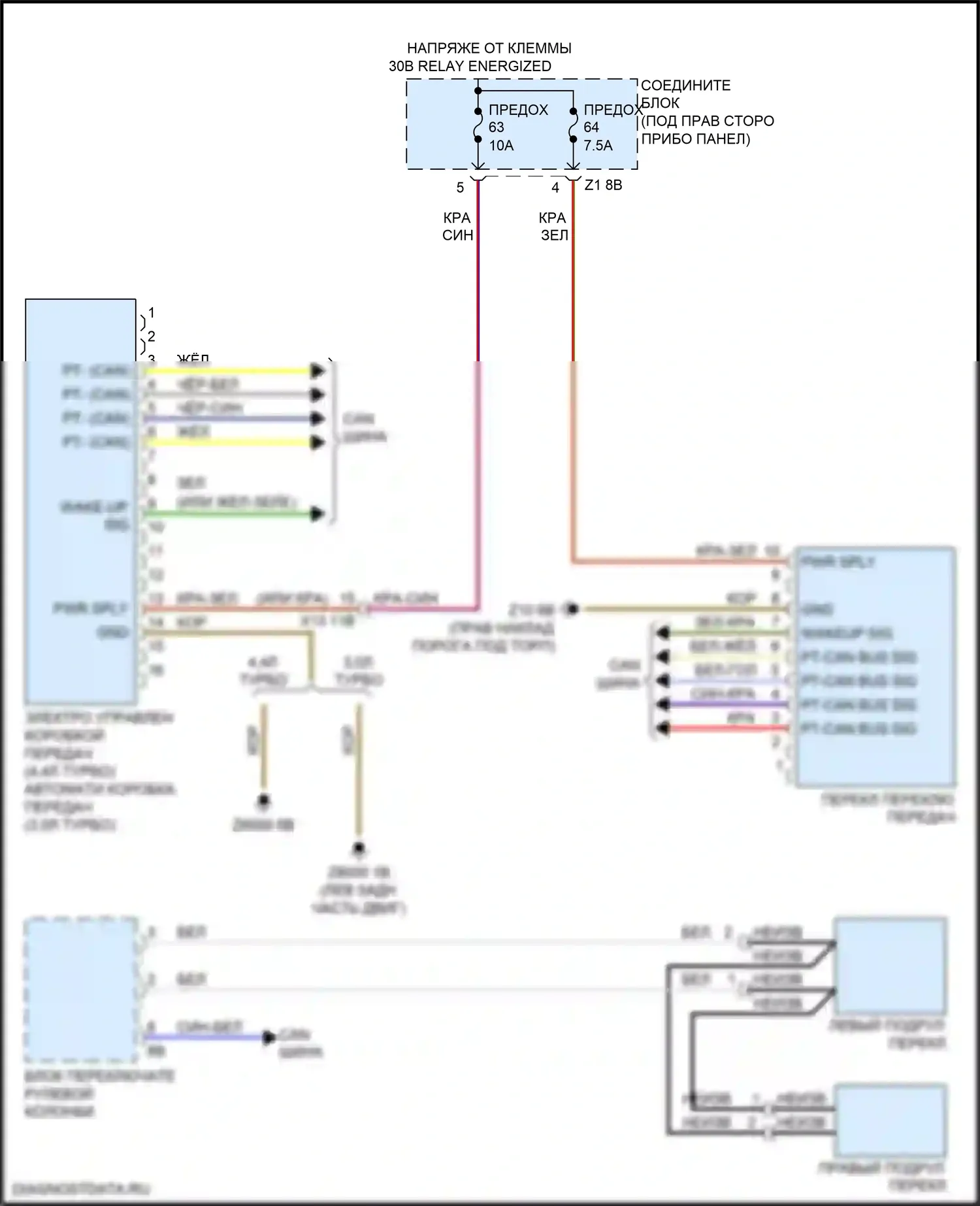 6 серия Gran Coupe BMW F06 рестайлинг (2015-2017): Электросхема автоматической коробки передач 