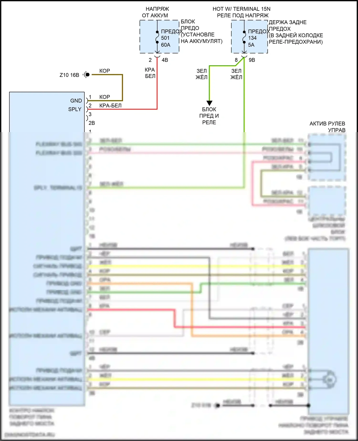 6 серия Gran Coupe BMW F06 рестайлинг (2015-2017): Электросхема заднего моста 