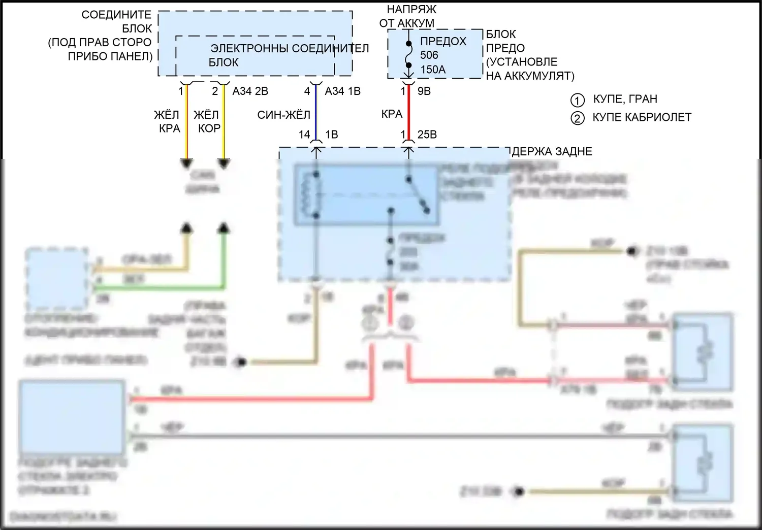 6 серия Gran Coupe BMW F06 рестайлинг (2015-2017): Электросхема заднего подогрева 