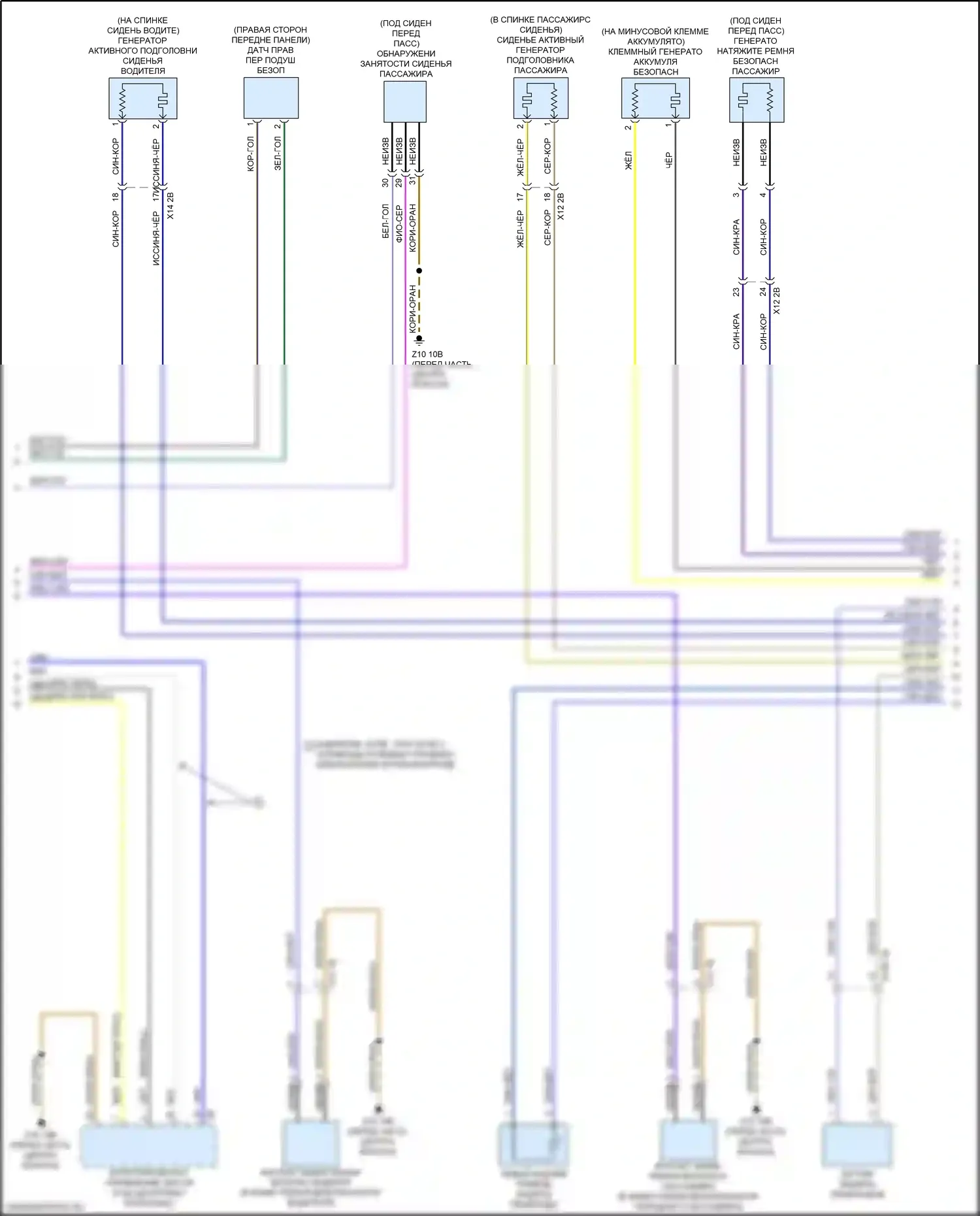 6 серия Gran Coupe BMW F06 рестайлинг (2015-2017): Электросхема подушек безопасности (2 из 3) 