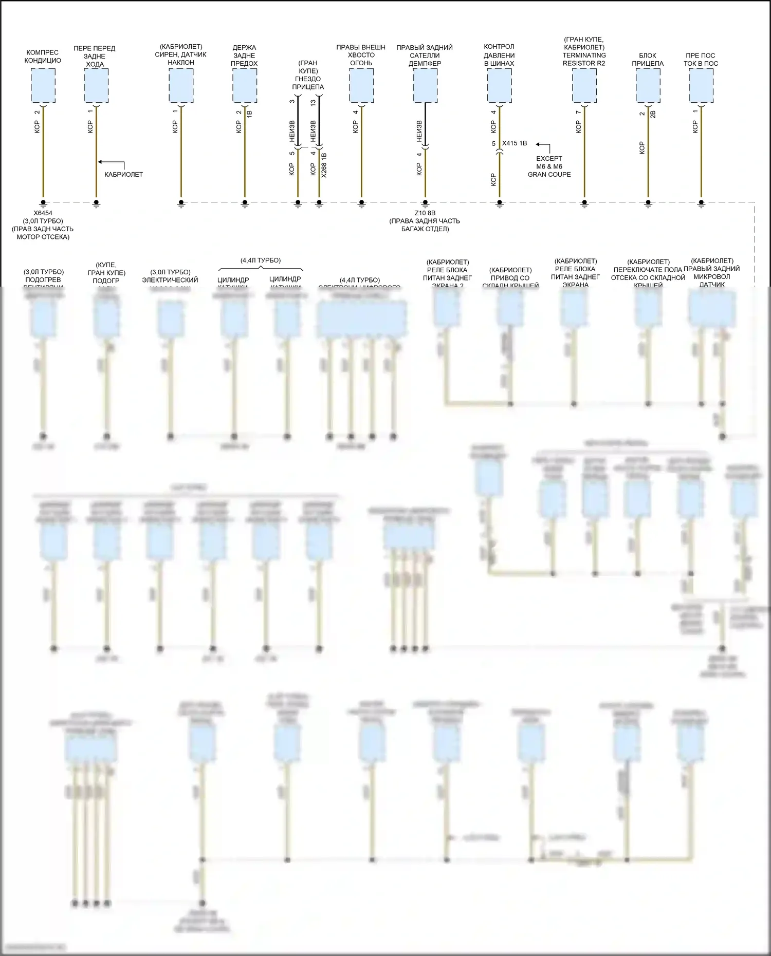 6 серия Gran Coupe BMW F06 рестайлинг (2015-2017): Электросхема разводки массы (6 из 6) 