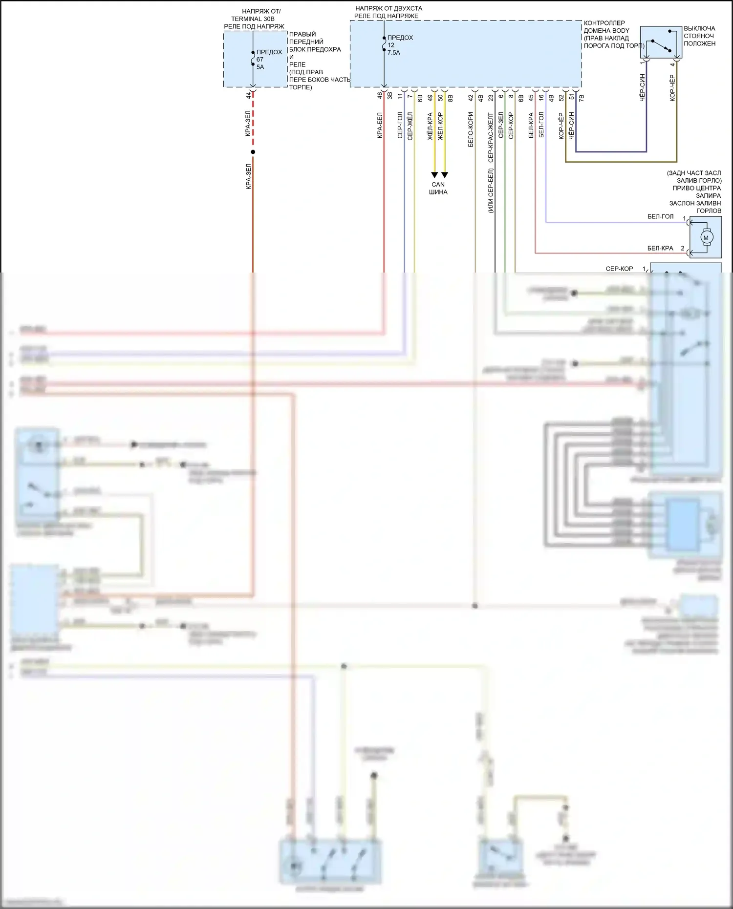 6 серия GT BMW G32 (2017-2020): Электросхема открытия багажника и лючка топливного бака (2 из 2) 
