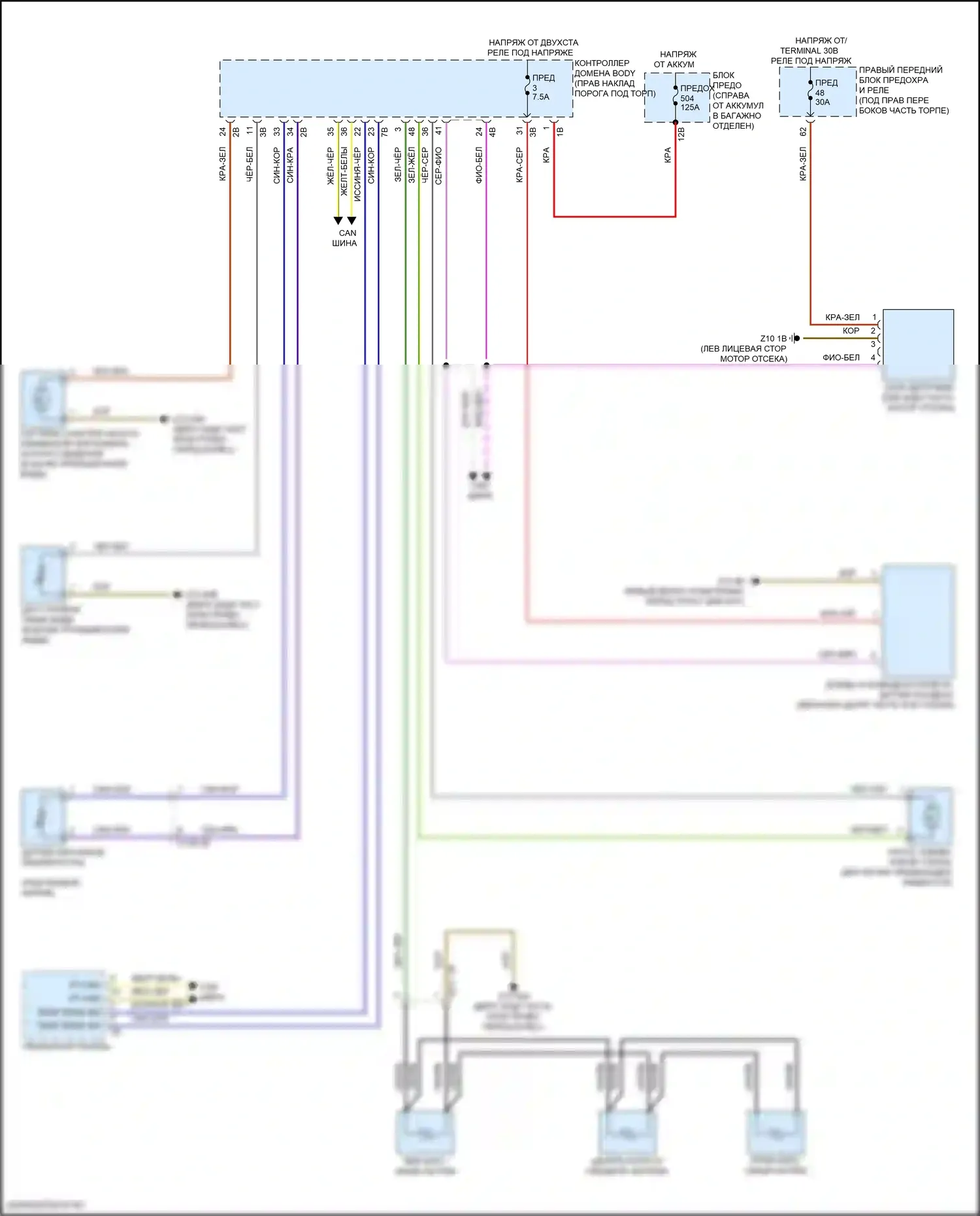 6 серия GT BMW G32 (2017-2020): Дворники и омыватели электросхема 