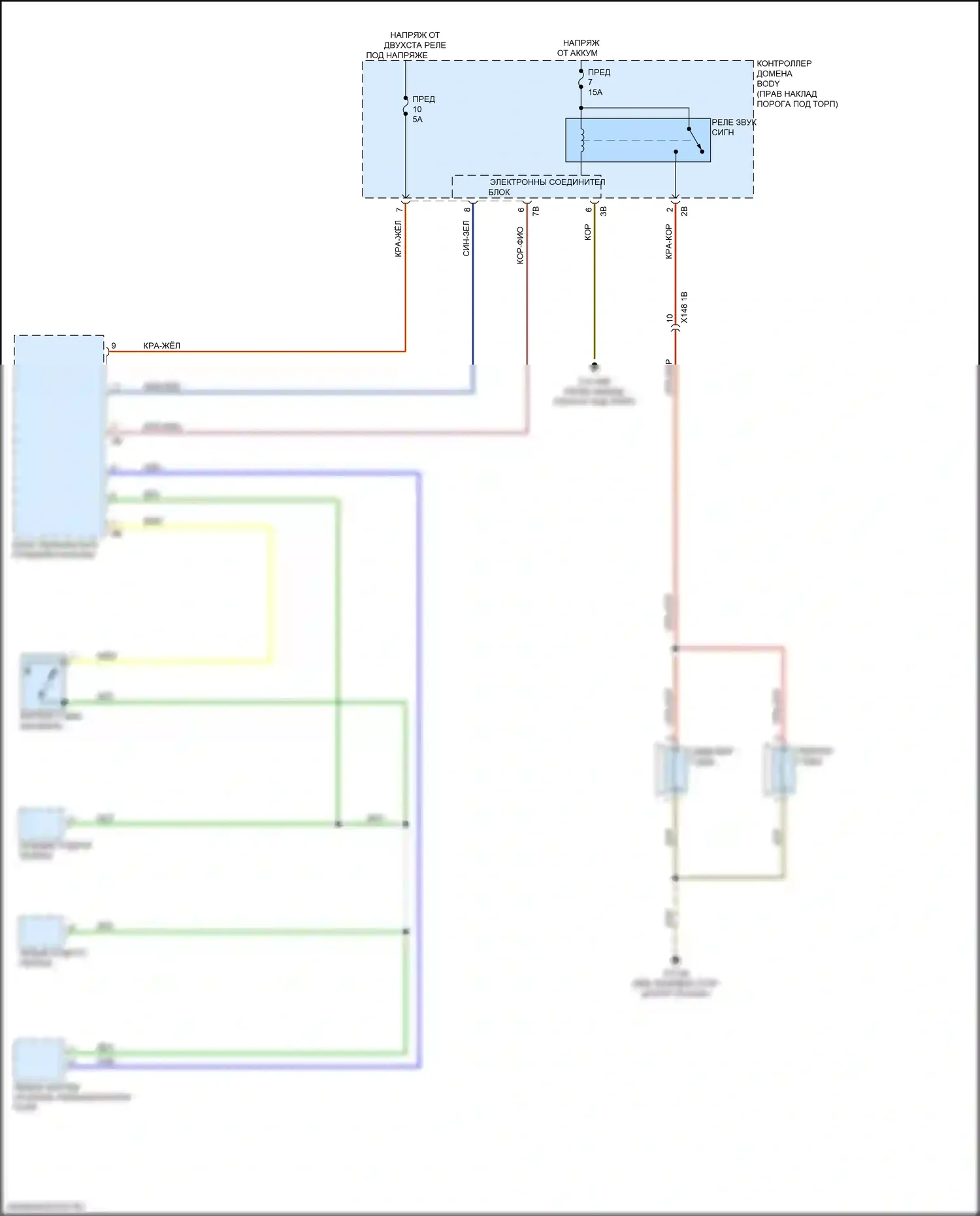 6 серия GT BMW G32 (2017-2020): Электросхема клаксона 