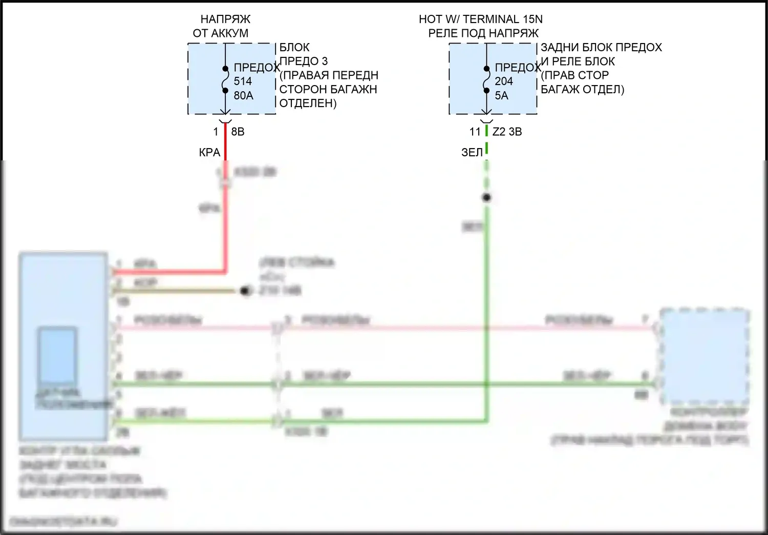 6 серия GT BMW G32 (2017-2020): Электросхема заднего моста 
