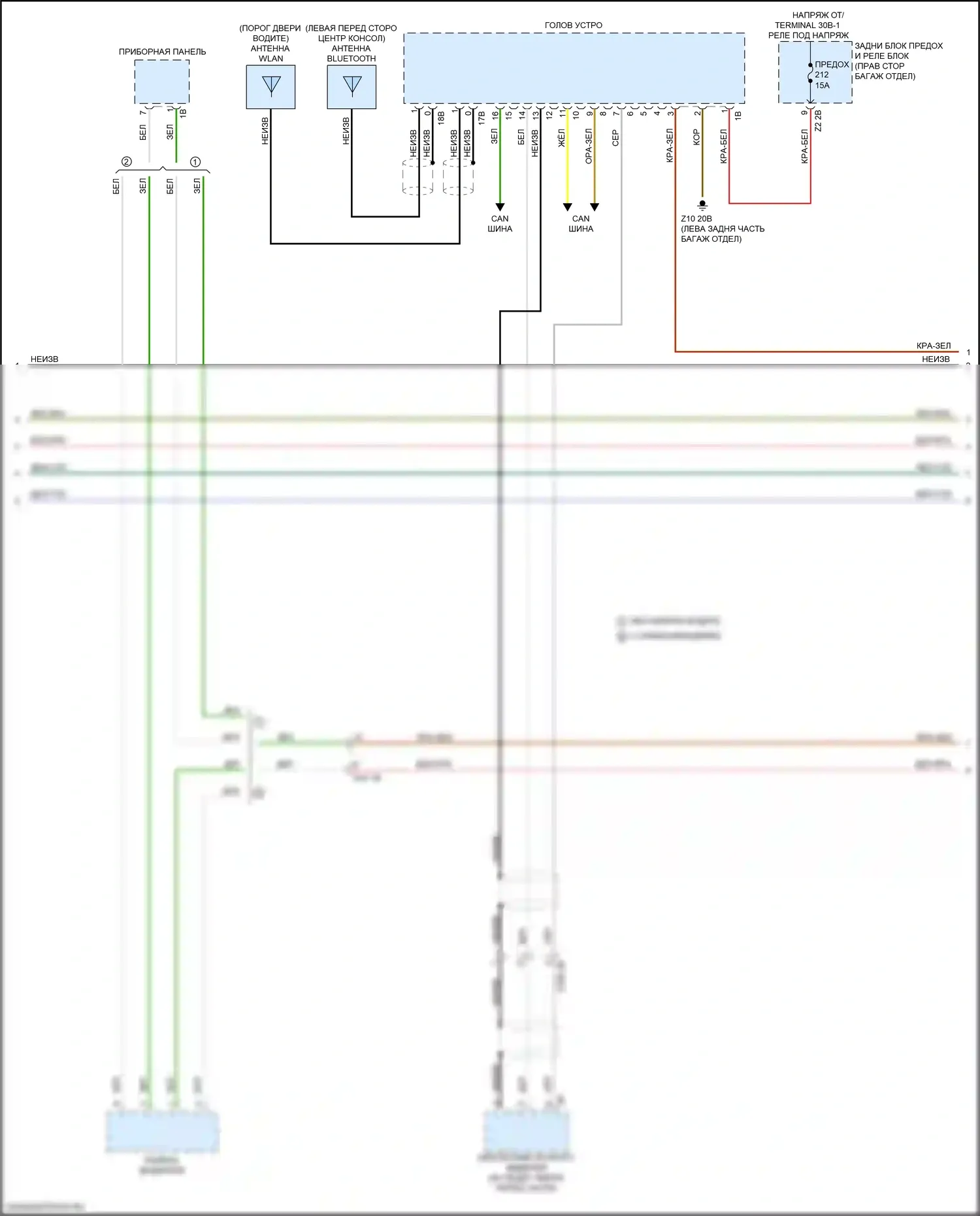 6 серия GT BMW G32 (2017-2020): Электросхема аудиоблока приемника, высокий уровень (2 из 6) 