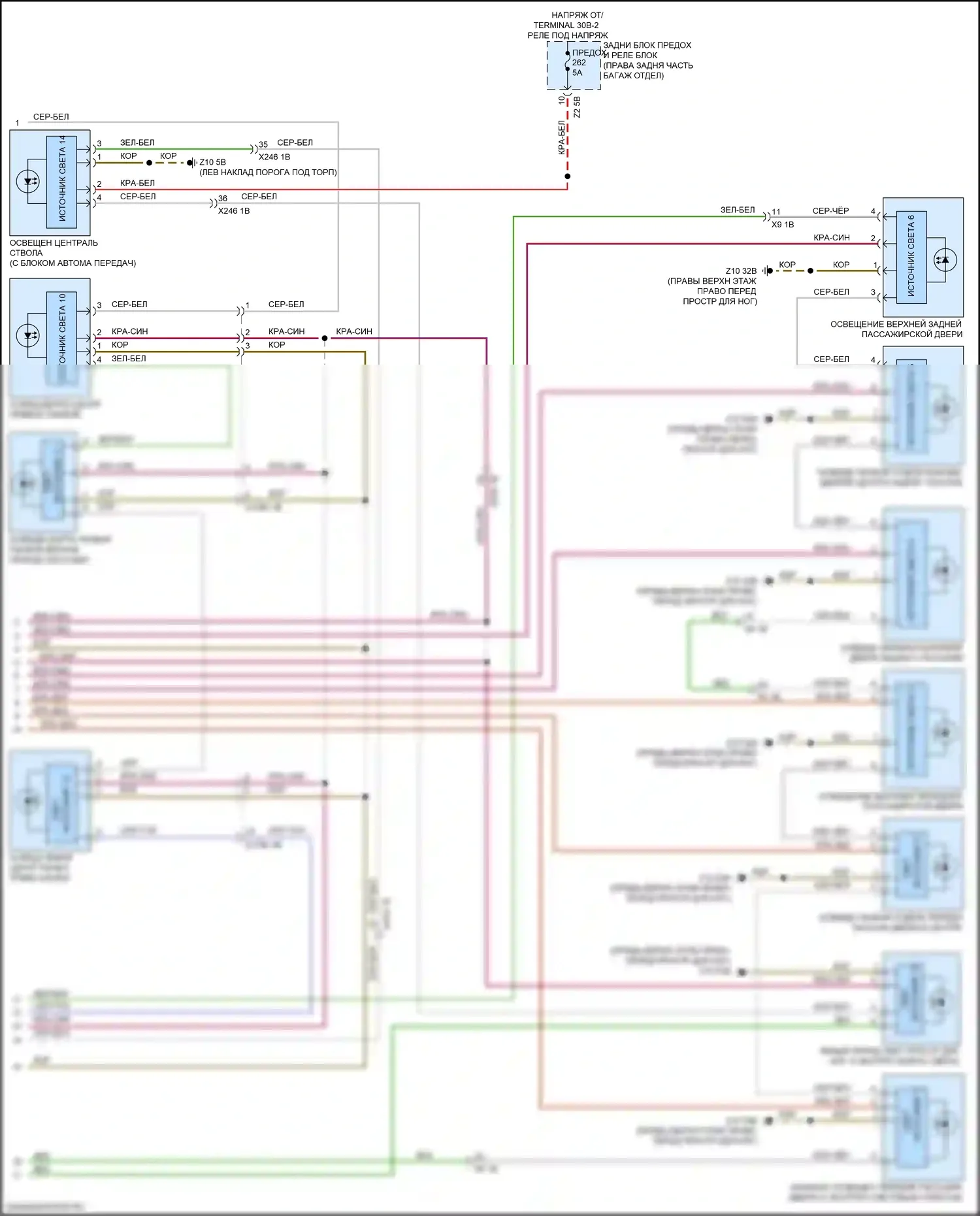 6 серия GT BMW G32 (2017-2020): Электросхема освещения салона (6 из 6) 