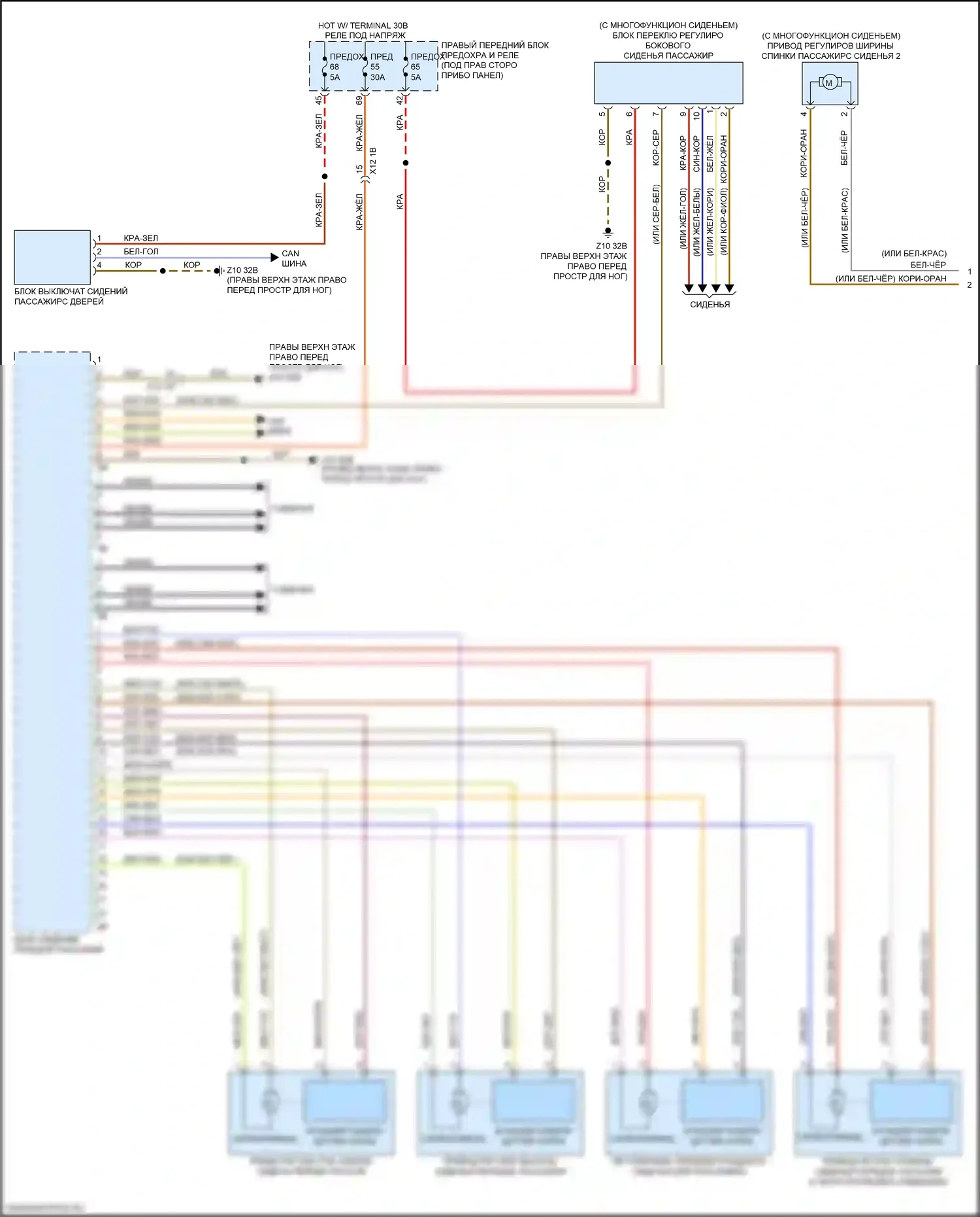 6 серия GT BMW G32 (2017-2020): Электросхема сиденья памяти пассажира (1 из 2) 