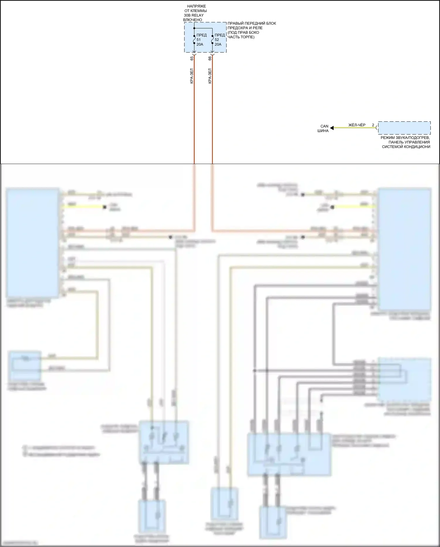6 серия GT BMW G32 (2017-2020): Электросхема передних обогреваемых сидений, без памяти 