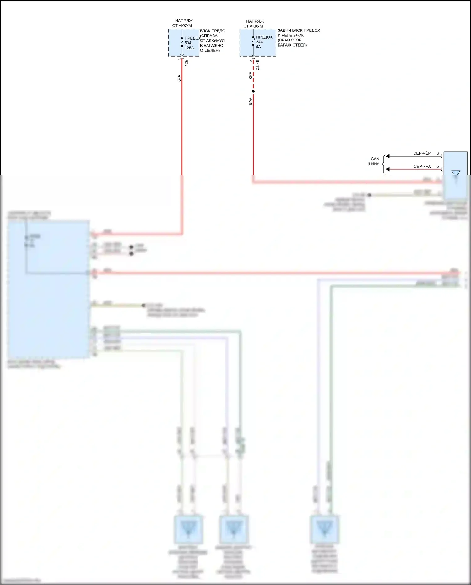 6 серия GT BMW G32 (2017-2020): Электросхема системы бесключевого доступа (1 из 2) 