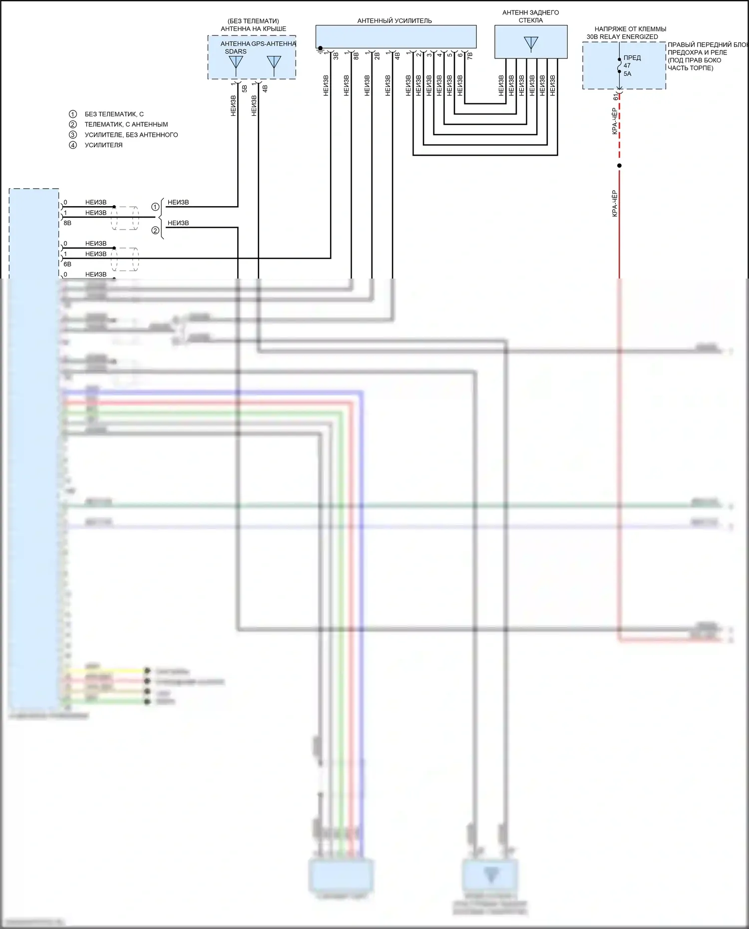6 серия GT BMW G32 (2017-2020): Электросхема навигации, базовой с аудиоблоком приемника (1 из 4) 