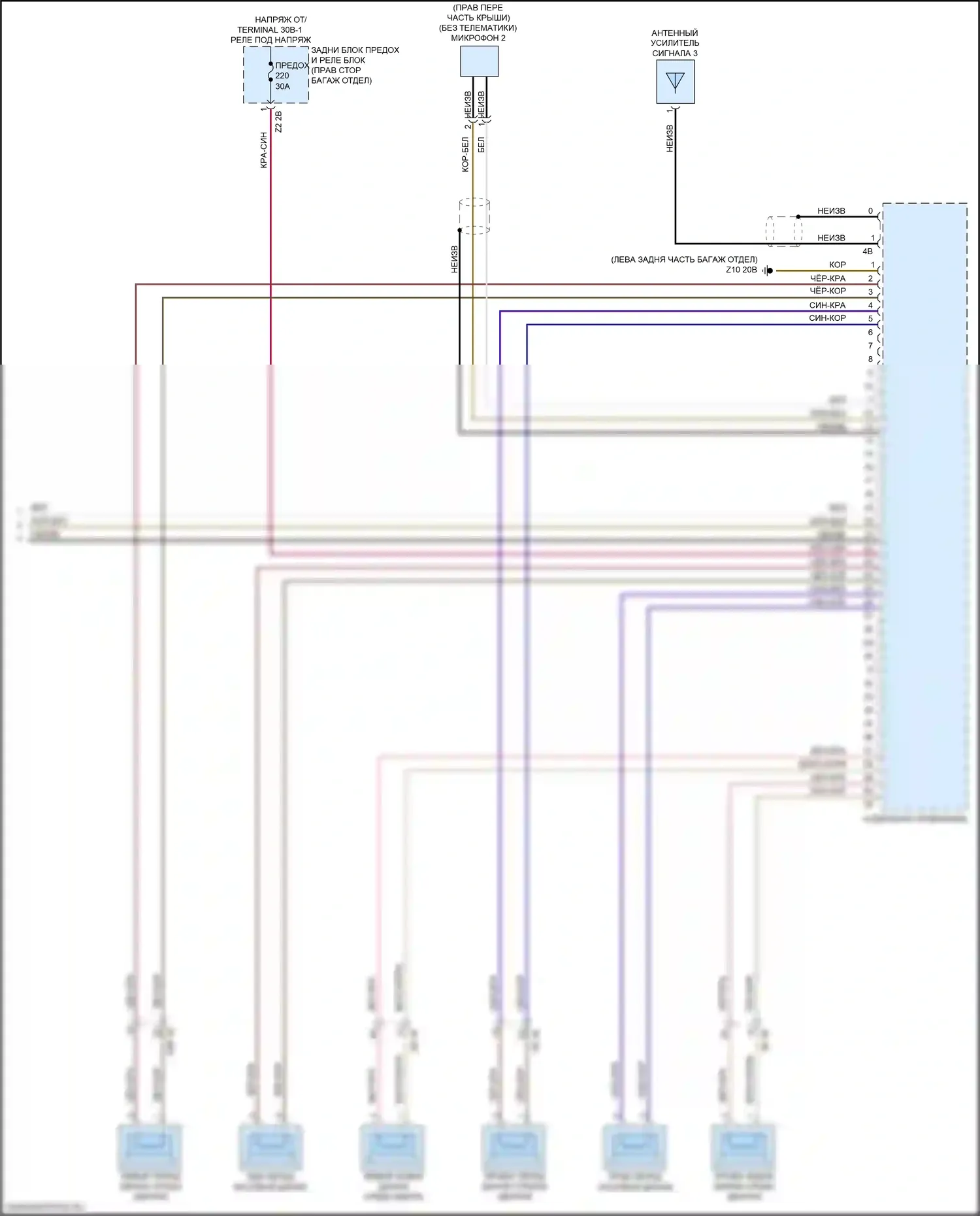 6 серия GT BMW G32 (2017-2020): Электросхема навигации, базовой с аудиоблоком приемника (4 из 4) 