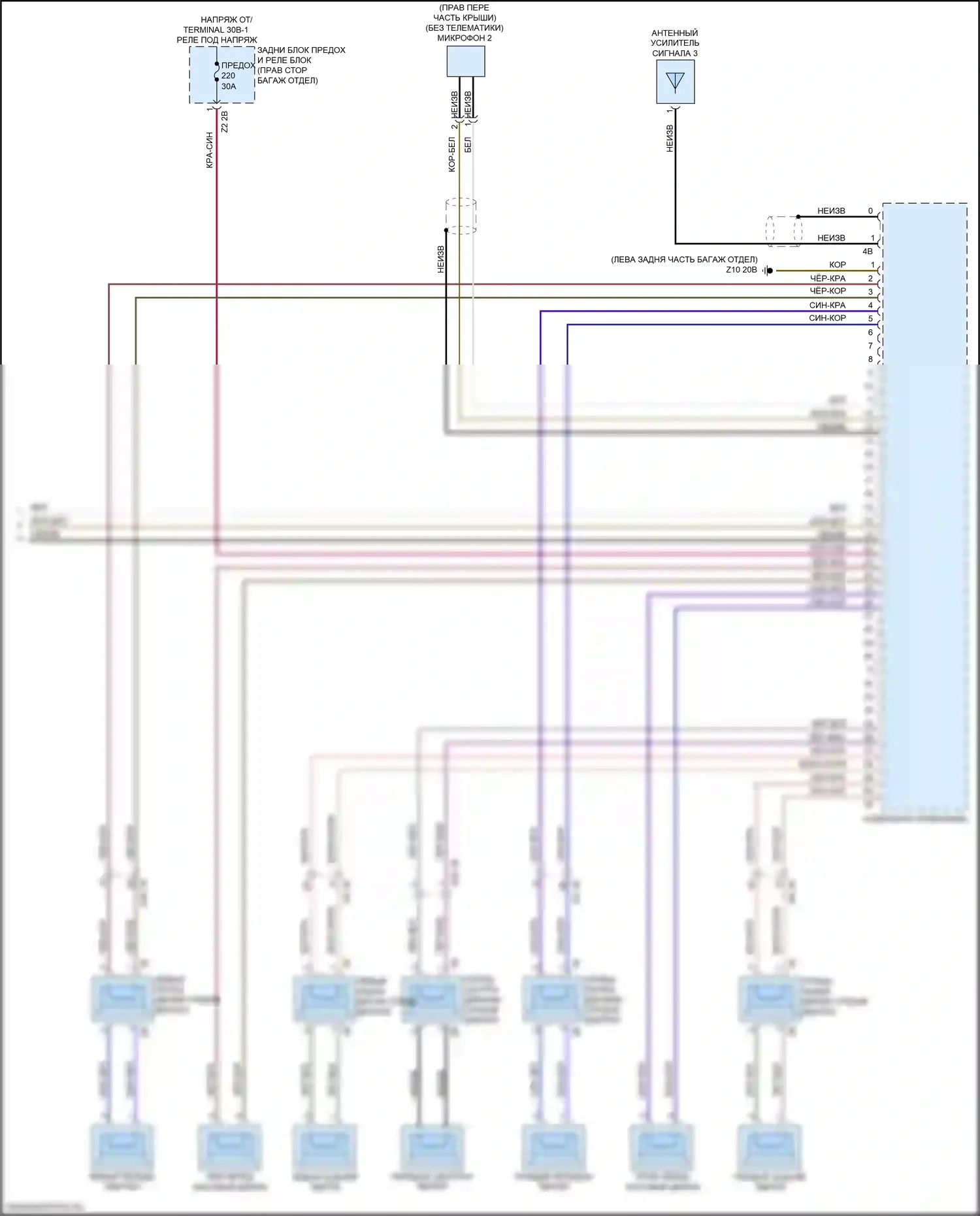 6 серия GT BMW G32 (2017-2020): Электросхема навигации, средний уровень с аудиоблоком приемника (4 из 4) 