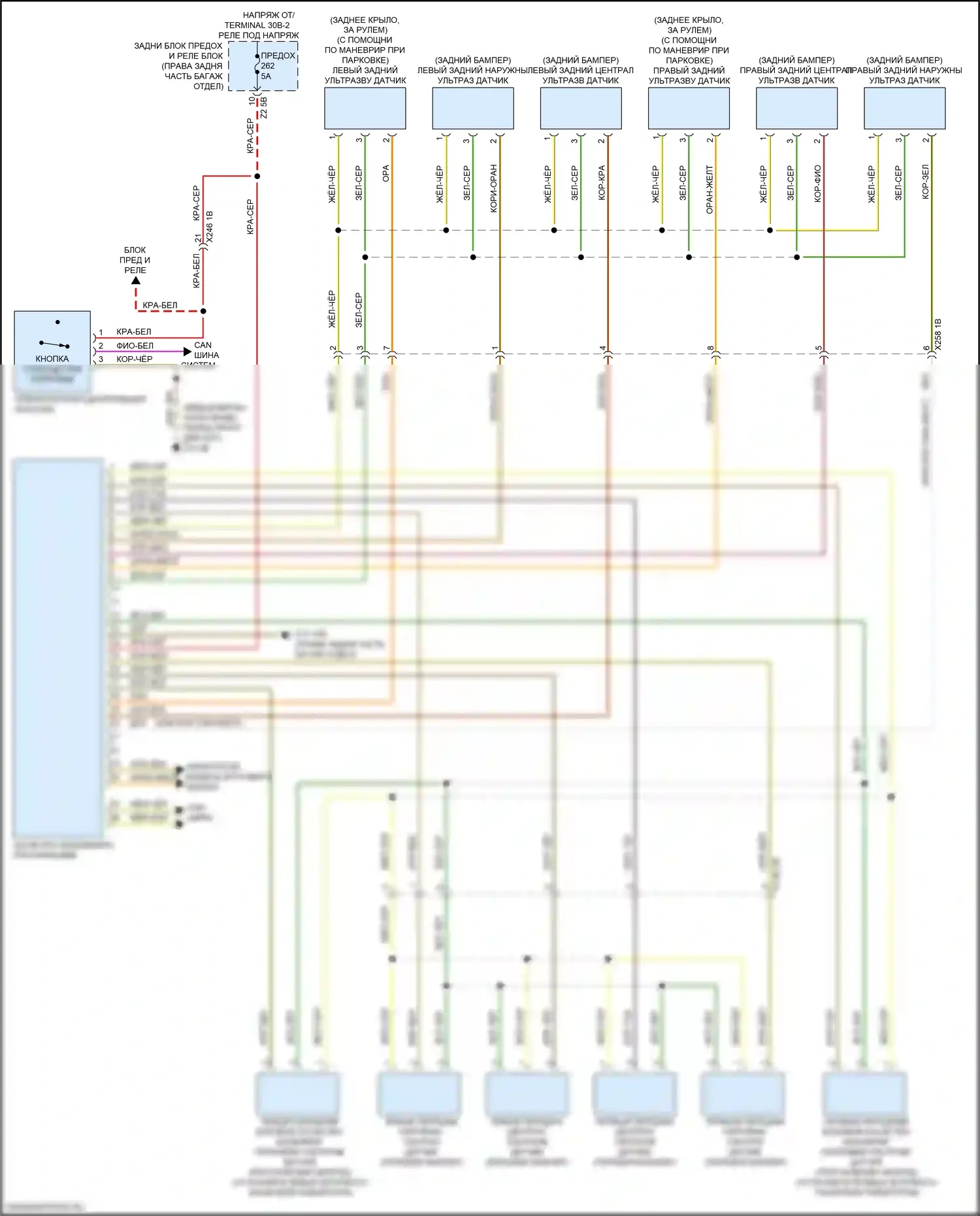 6 серия GT BMW G32 (2017-2020): Электросхема парктроника 