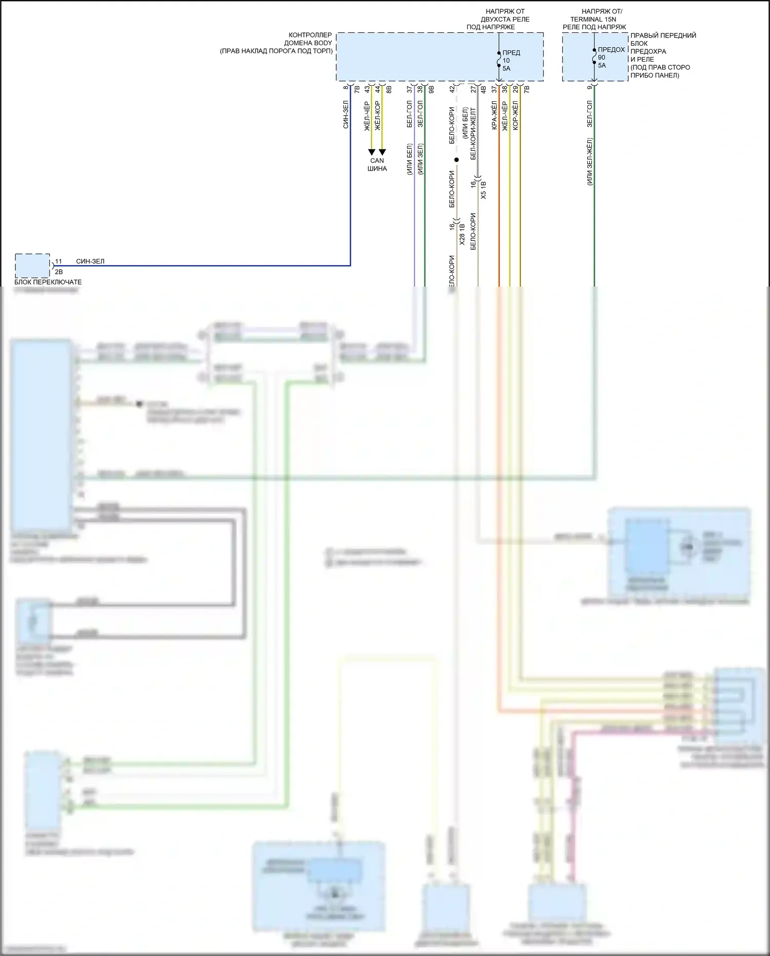 6 серия GT BMW G32 (2017-2020): Электросхема предупреждения о выезде с полосы движения, с камерой 