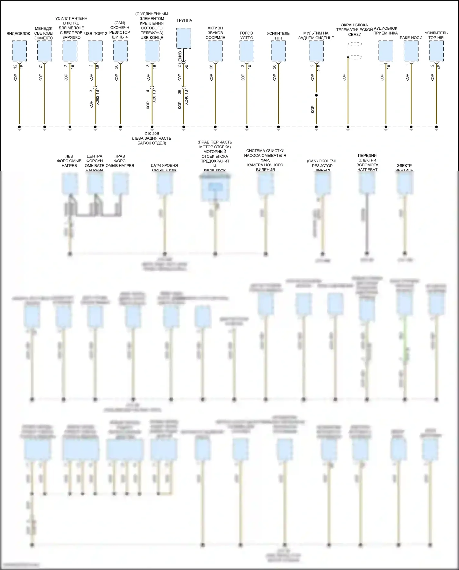 6 серия GT BMW G32 (2017-2020): Электросхема разводки массы (2 из 6) 