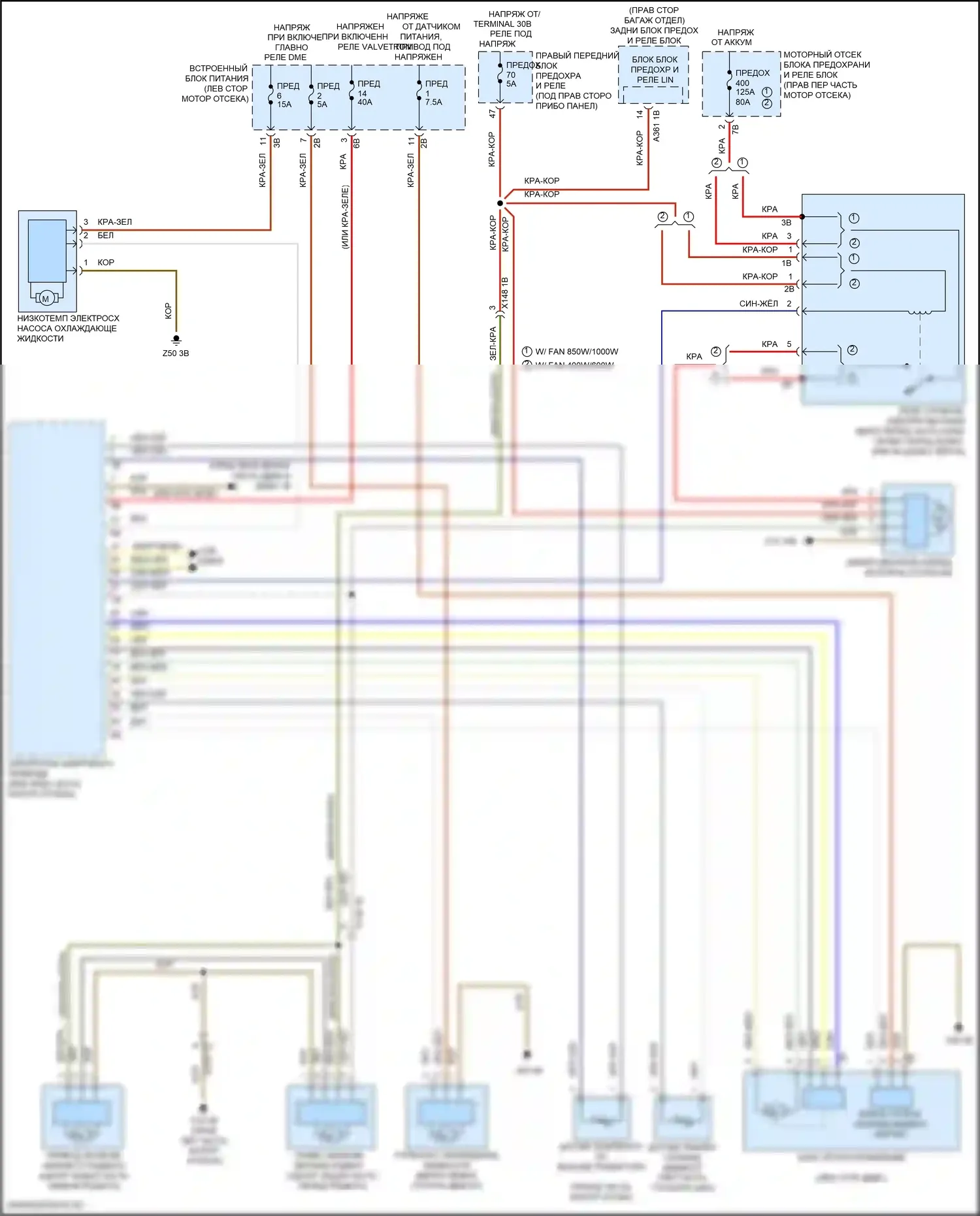 6 серия GT BMW G32 (2017-2020): Электросхема вентилятора охлаждения 