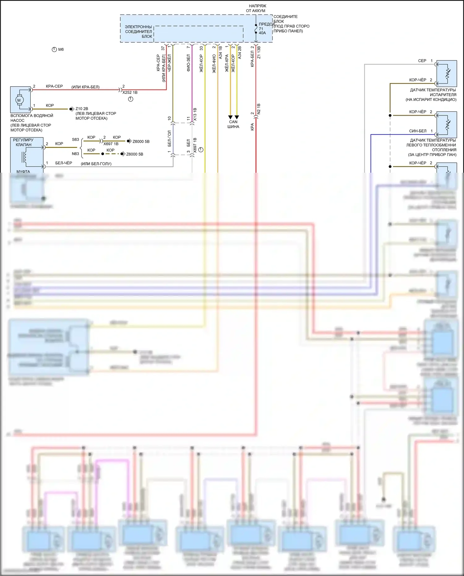 6 серия BMW F06/F13/F12 рестайлинг (2015-2018): Электросхема климат контроля (2 из 3) 