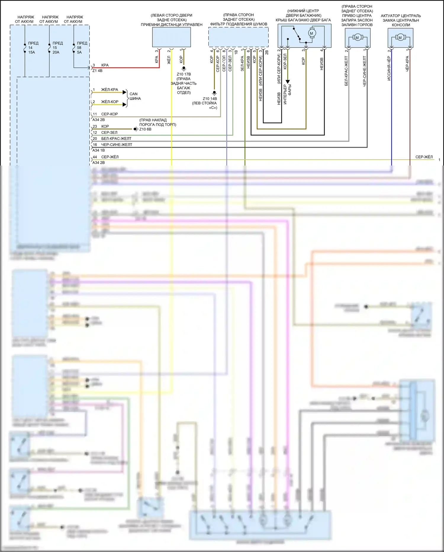 6 серия BMW F06/F13/F12 рестайлинг (2015-2018): Электросхема сигнализации и центрального замка, кабриолет (1 из 2) 