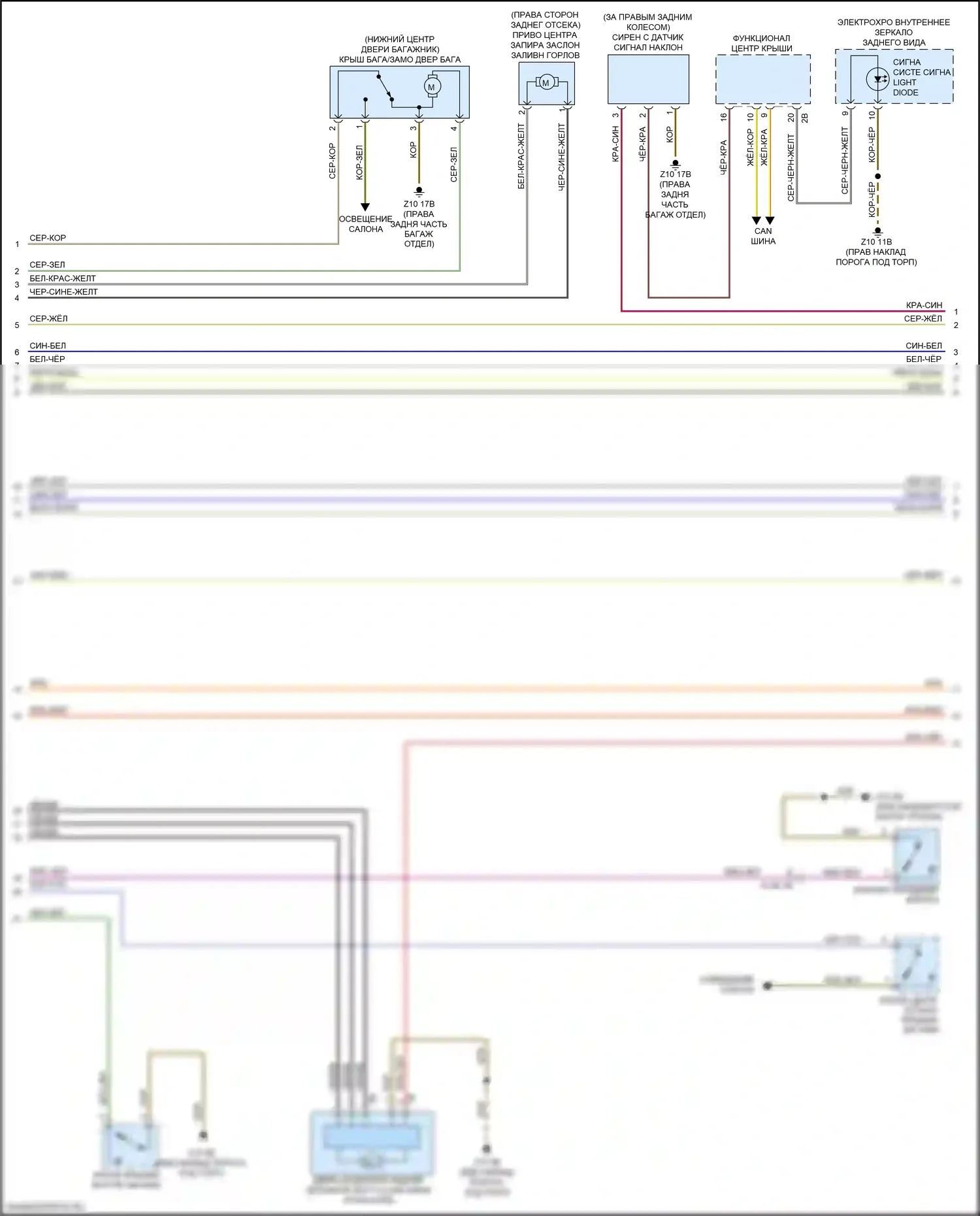 6 серия BMW F06/F13/F12 рестайлинг (2015-2018): Электросхема сигнализации и центрального замков, купе (2 из 3) 
