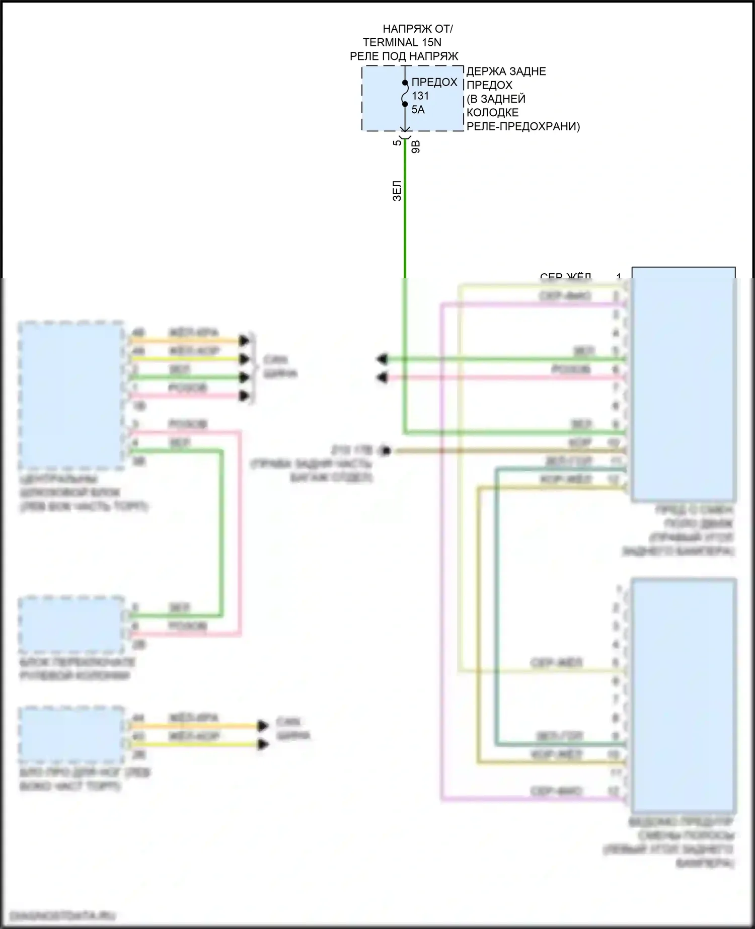 6 серия BMW F06/F13/F12 рестайлинг (2015-2018): Электросхема сигнализации о выезде с полосы движения, без камеры 