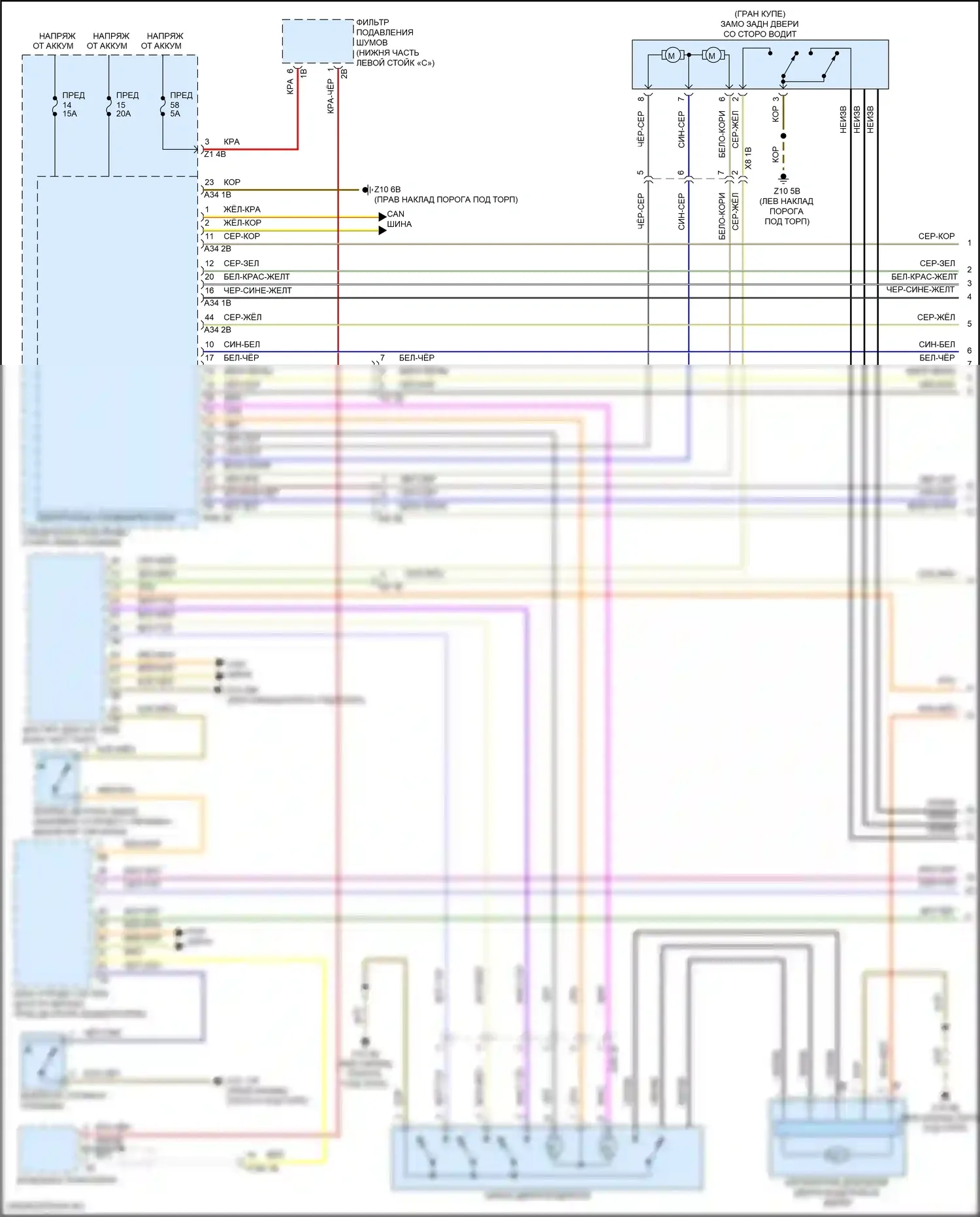 6 серия BMW F06/F13/F12 рестайлинг (2015-2018): Электросхема центрального замка, купе (1 из 3) 