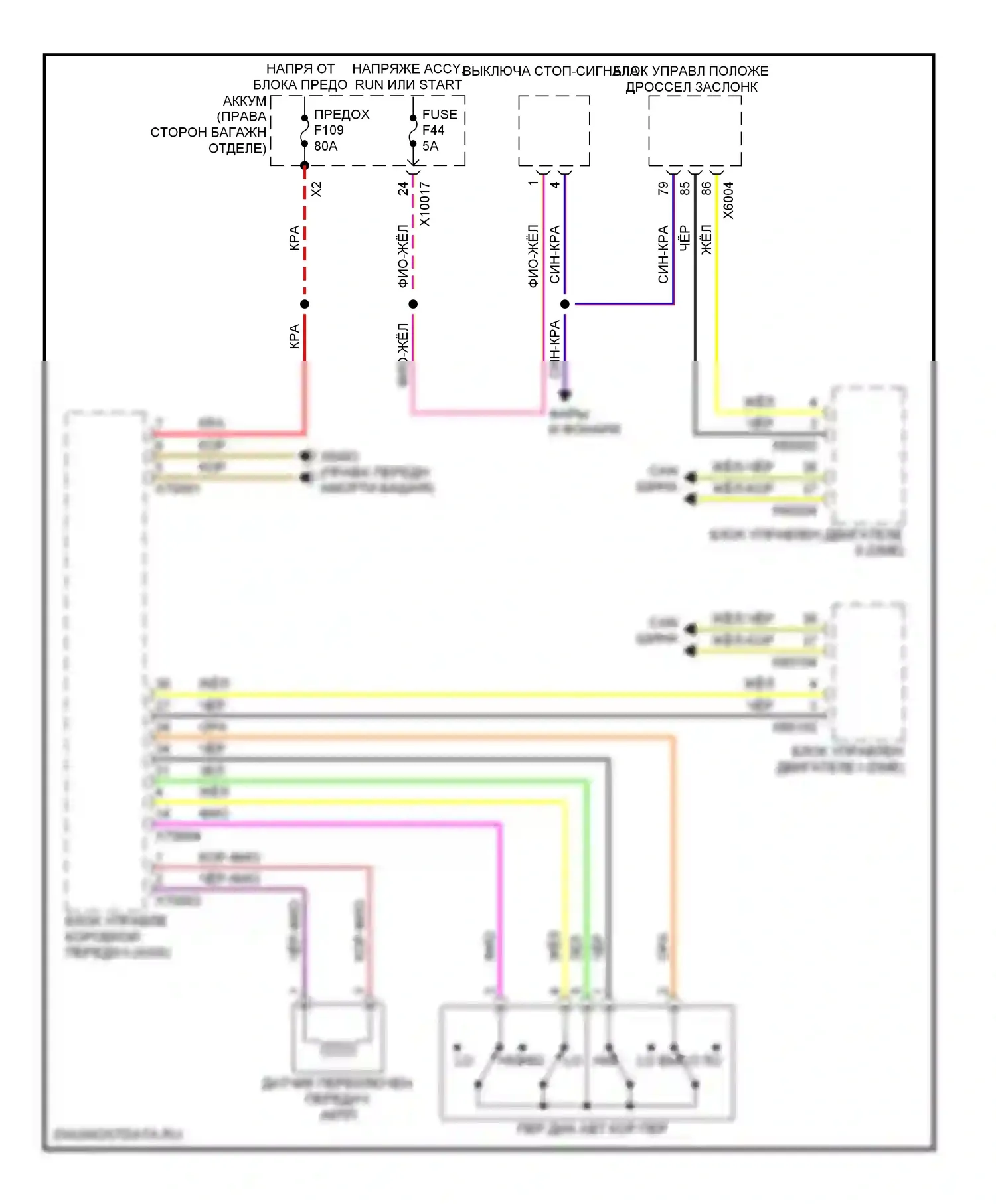 7 серия BMW E38 рестайлинг (1998-2001): Электросхема блокировки селектора 
