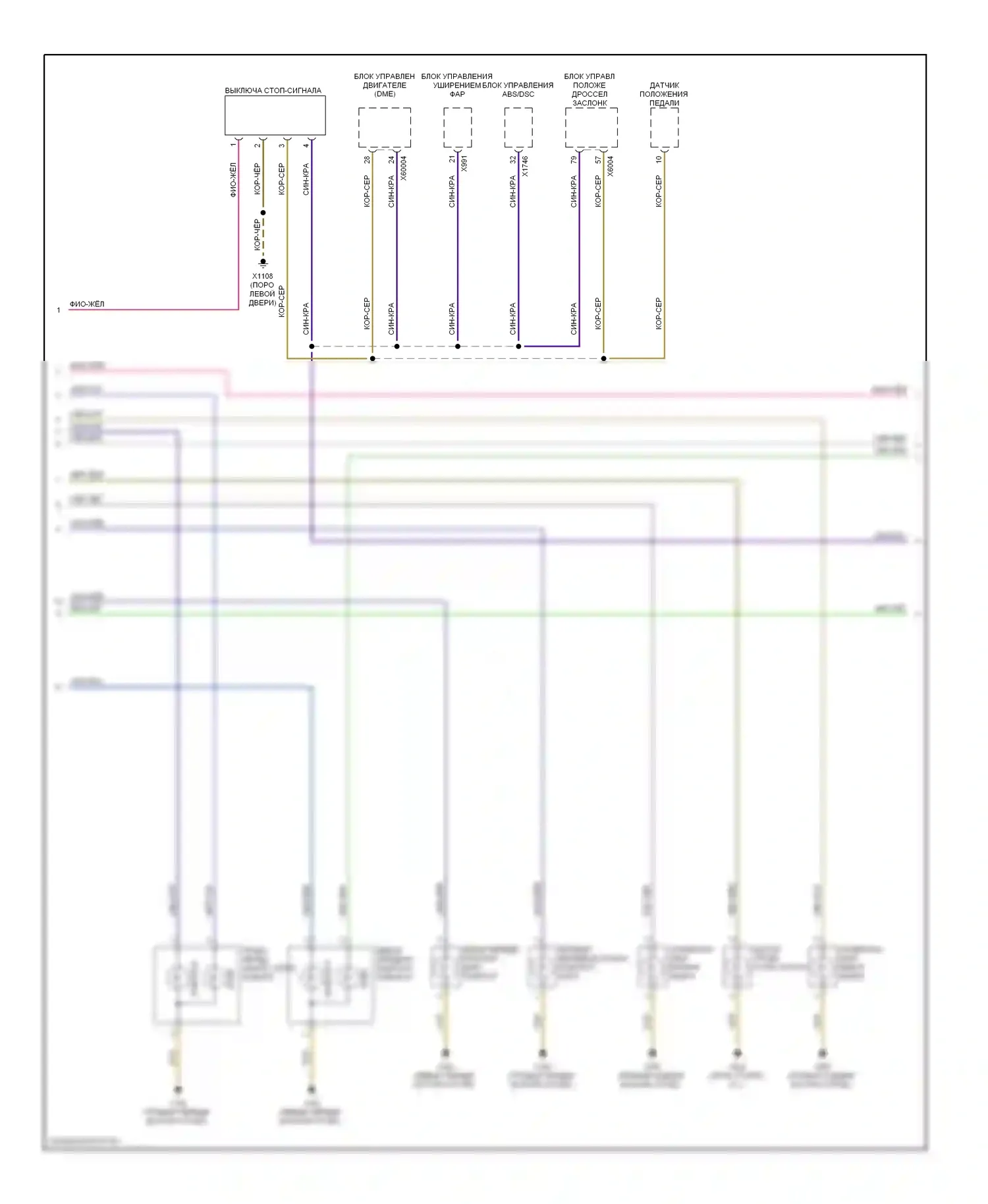 7 серия BMW E38 рестайлинг (1998-2001): Электросхема фар и фонарей (2 из 3) 