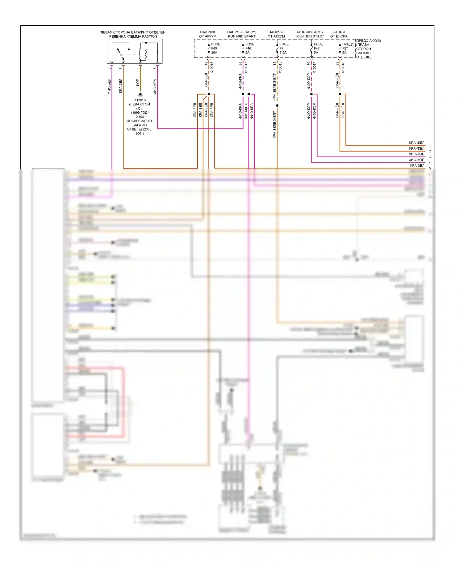 7 серия BMW E38 рестайлинг (1998-2001): Электросхема магнитолы премиум-класса, верхняя магнитола hifi (1 из 3) 