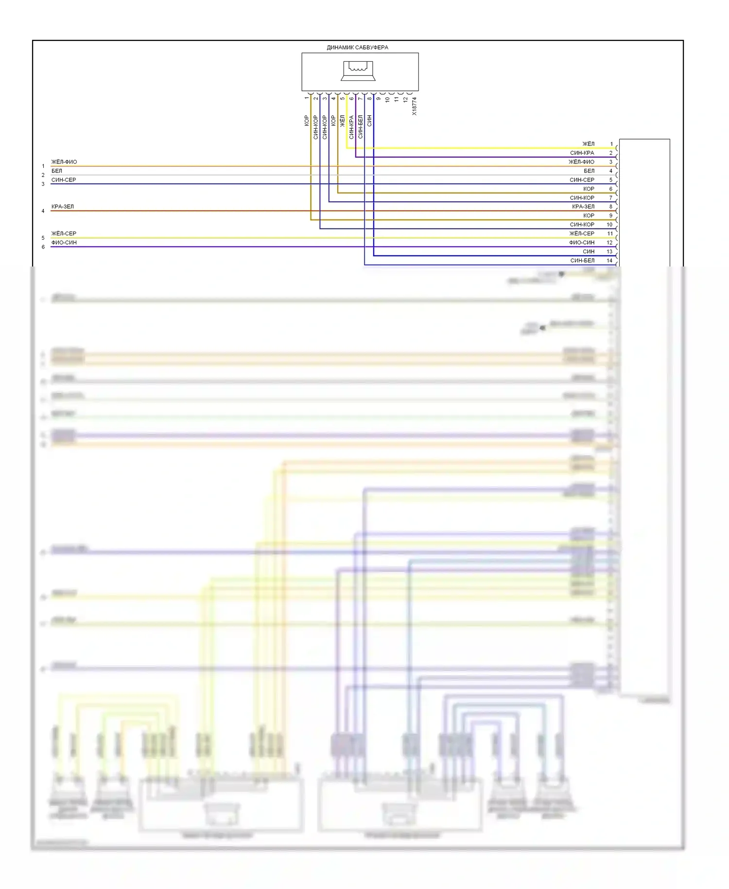 7 серия BMW E38 рестайлинг (1998-2001): Электросхема магнитолы премиум-класса, верхняя магнитола hifi (3 из 3) 
