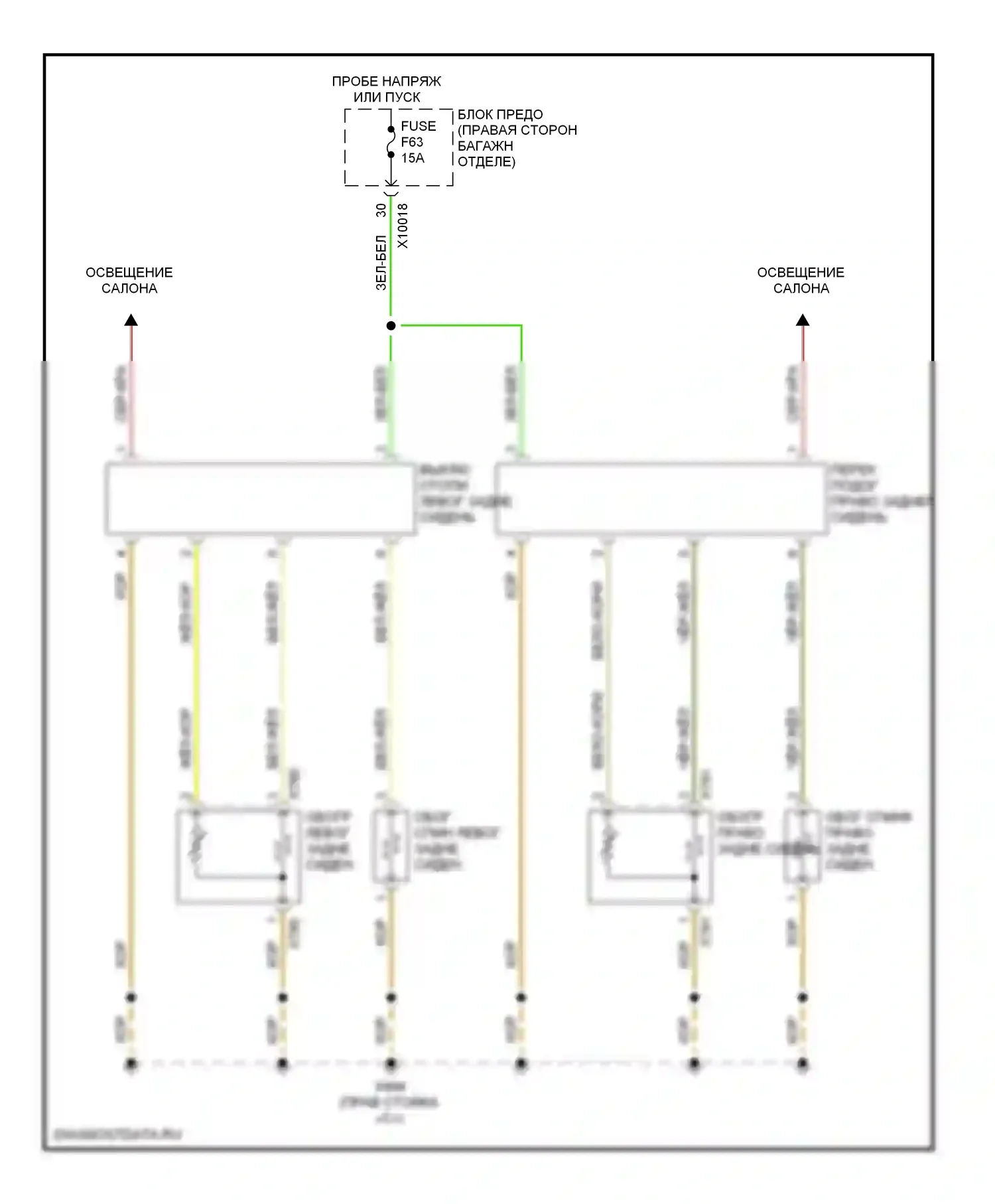 7 серия BMW E38 рестайлинг (1998-2001): Электросхема задних обогреваемых сидений 