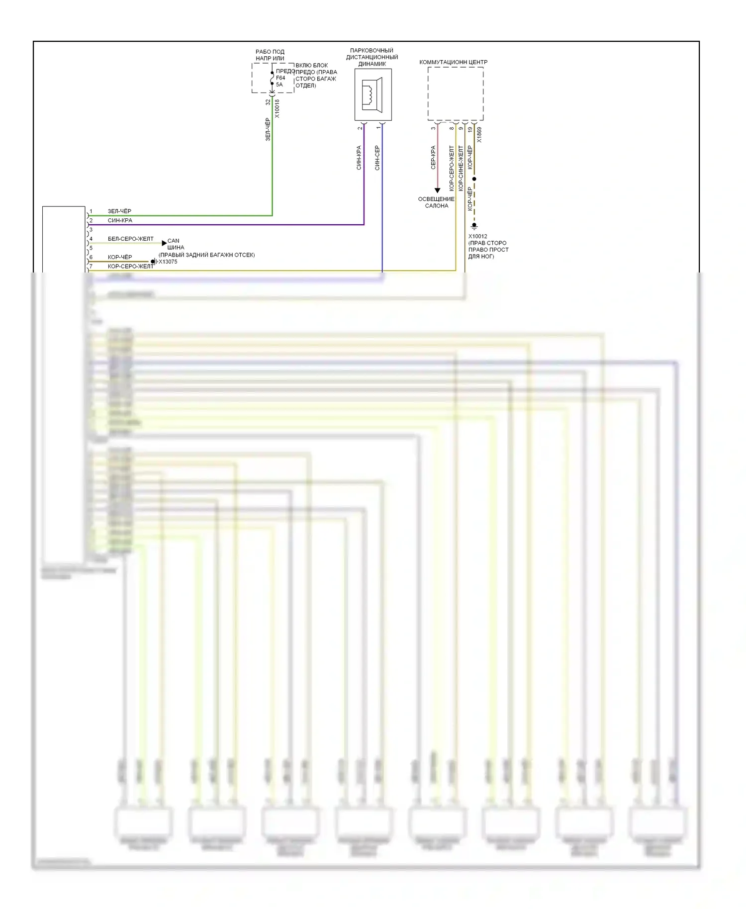 7 серия BMW E38 рестайлинг (1998-2001): Электросхема парктроника 