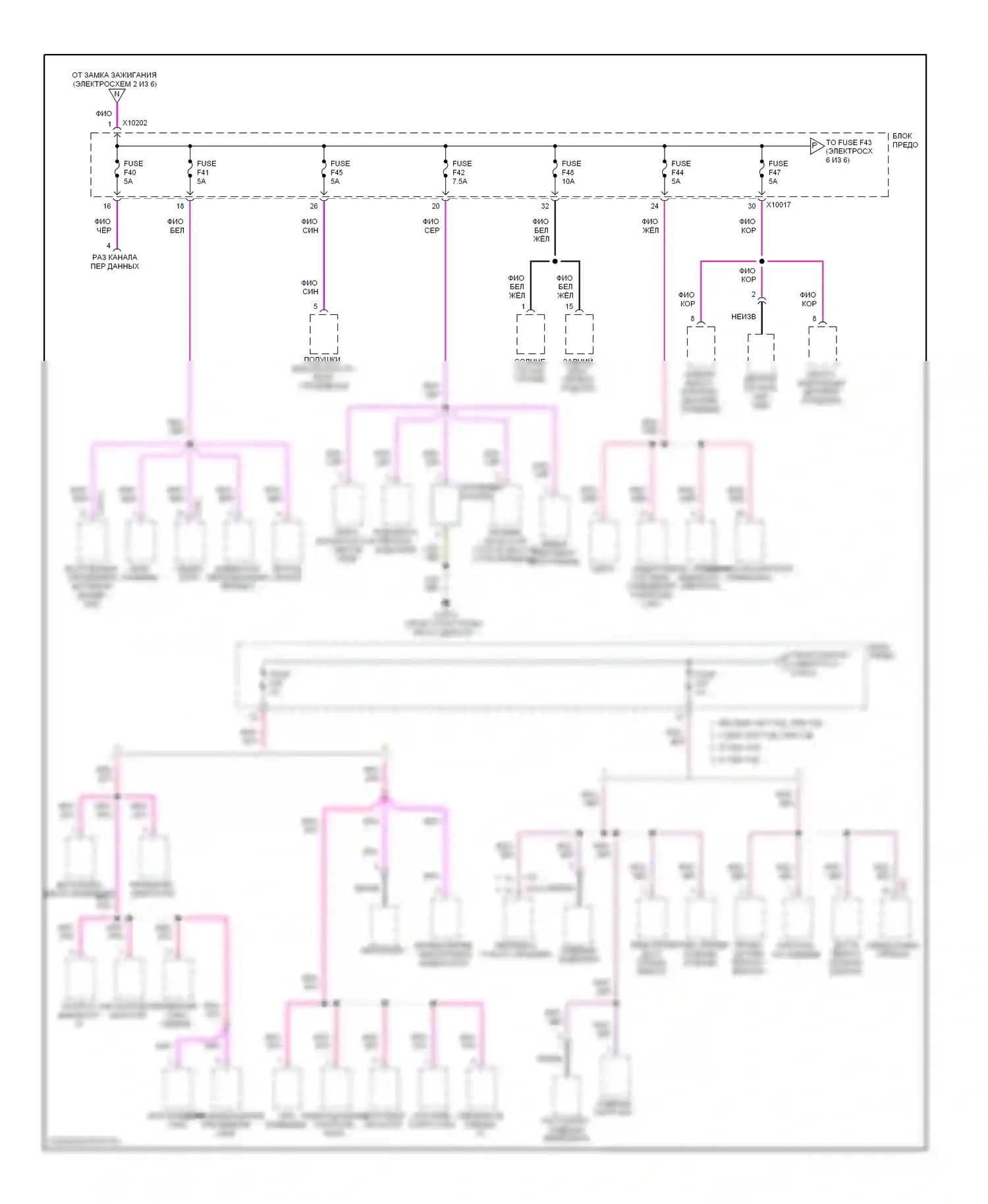7 серия BMW E38 (1994-1998): Электросхема блока предохранителей реле (6 из 6) 