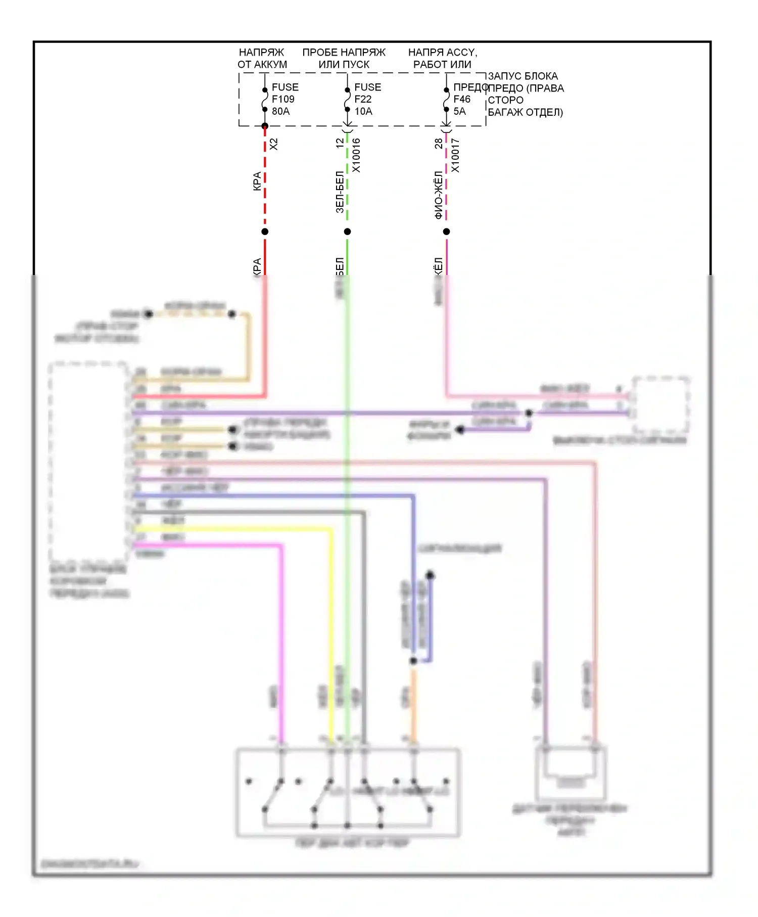 7 серия BMW E38 (1994-1998): Электросхема блокировки селектора 