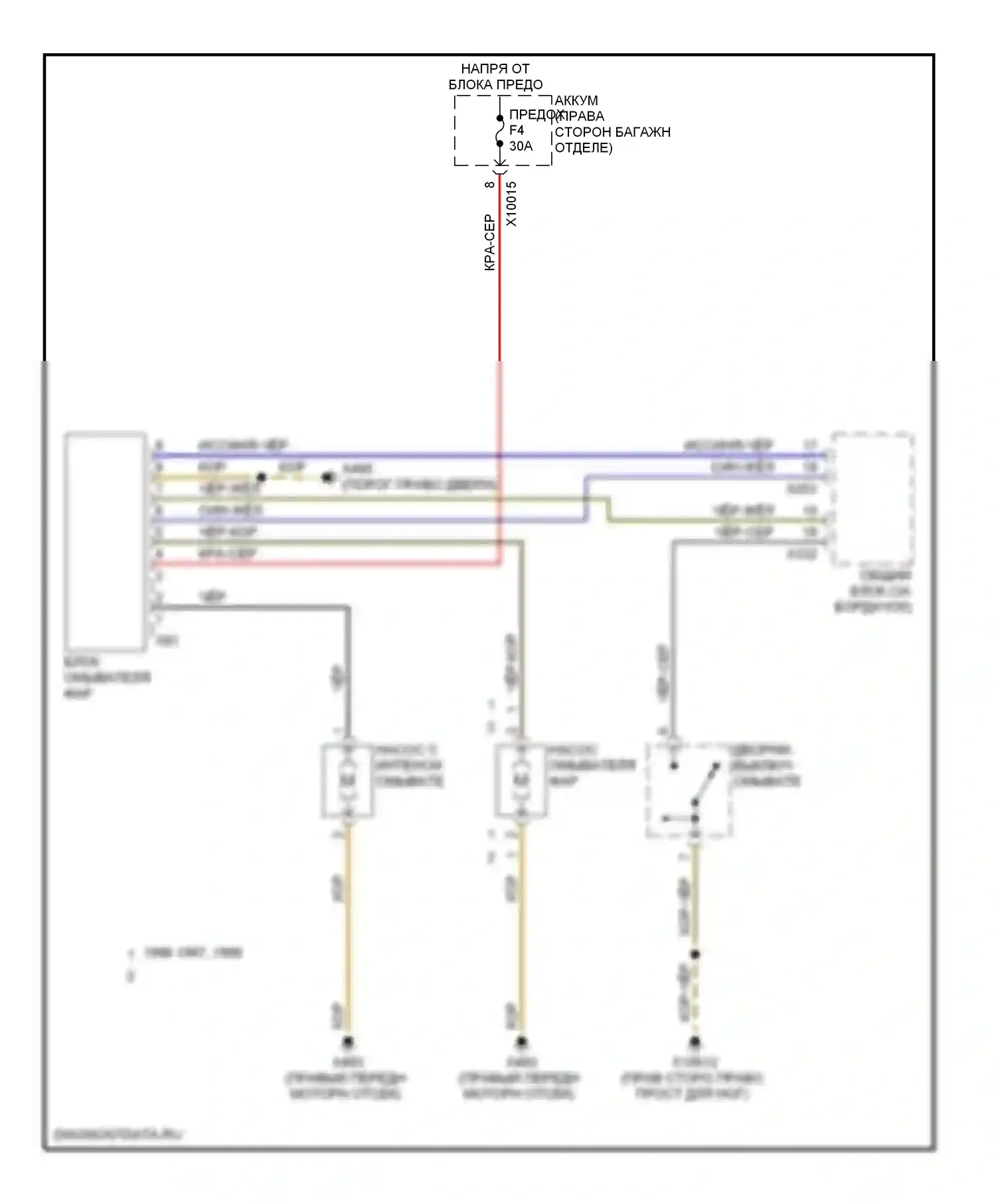 7 серия BMW E38 (1994-1998): Электросхема омывателя фар 