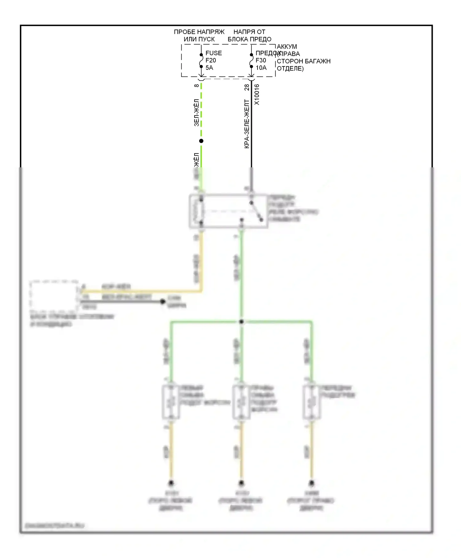 7 серия BMW E38 (1994-1998): Электросхема подогрева форсунки 