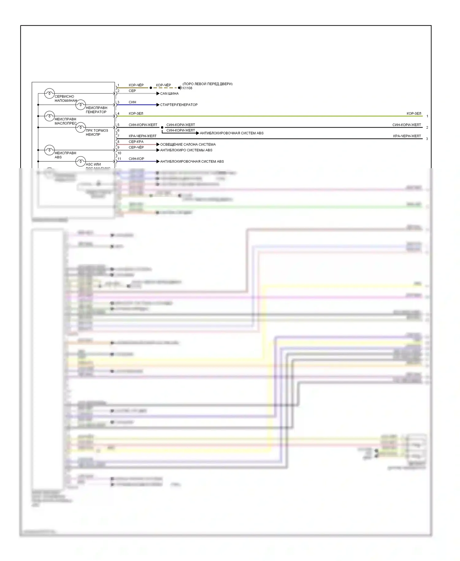 7 серия BMW E38 (1994-1998): Электросхема приборной панели (1 из 2) 