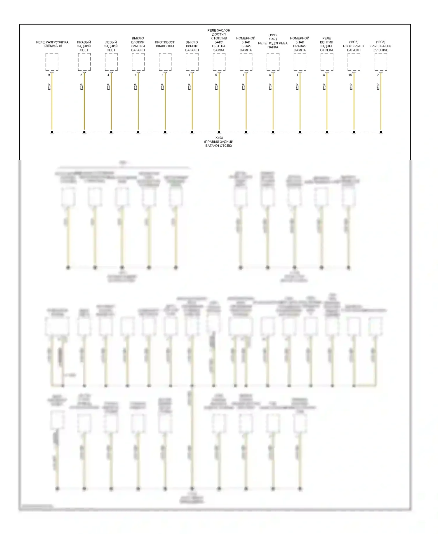 7 серия BMW E38 (1994-1998): Электросхема точек подключения масс (5 из 9) 