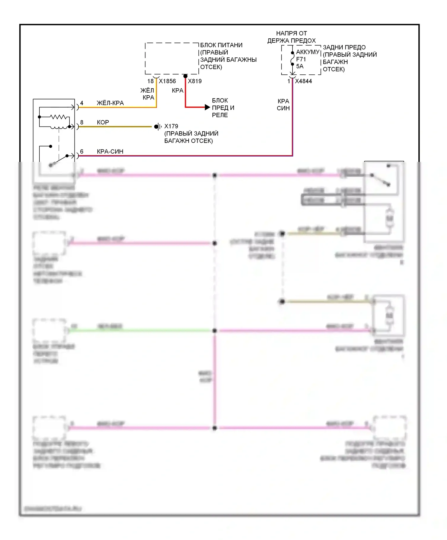 7 серия BMW E65/E66 рестайлинг (2005-2008): Электросхема вентилятора багажного отделения 